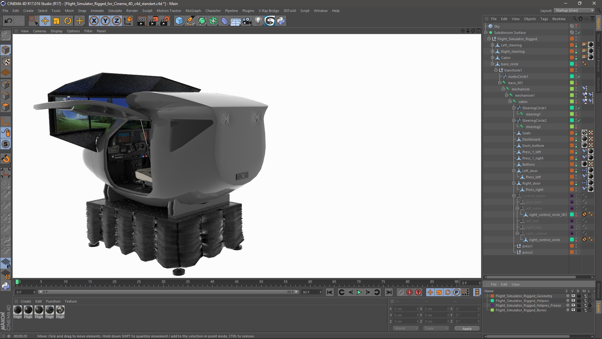 Flight Simulator Rigged for Cinema 4D 3D