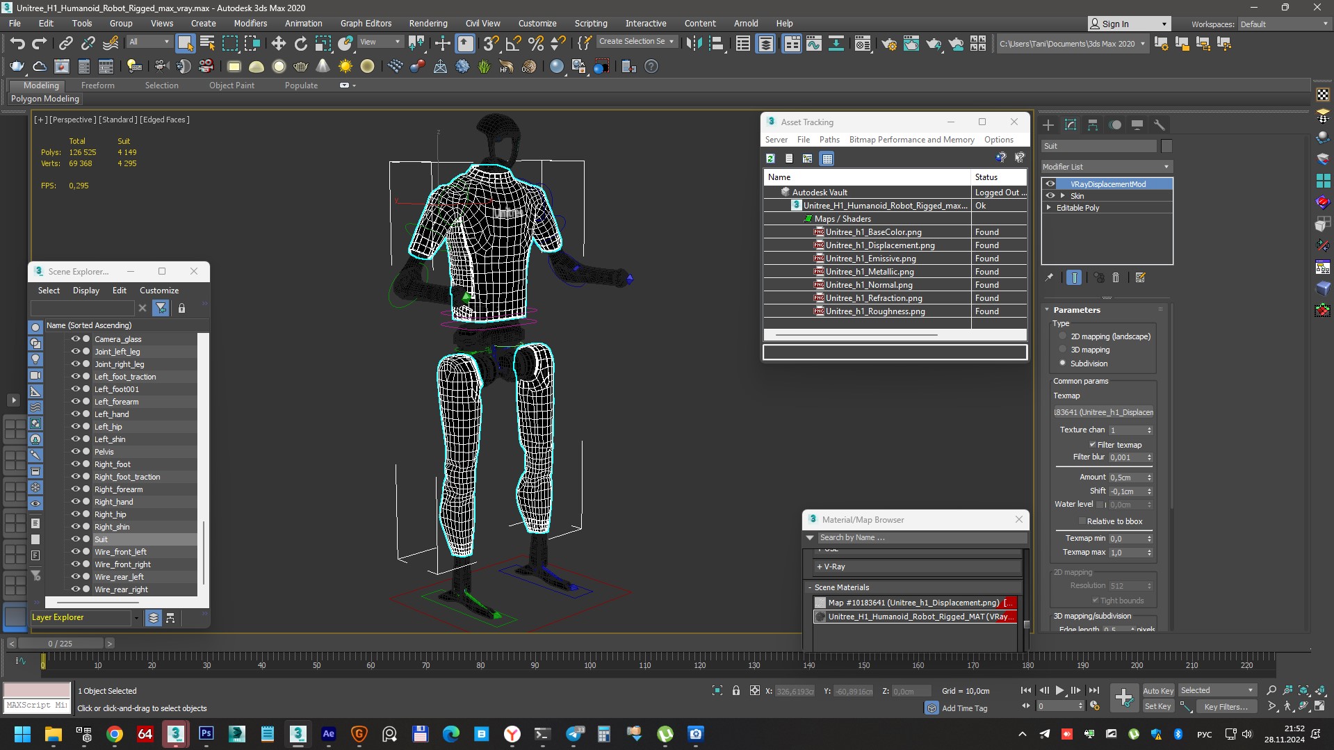 3D Unitree H1 Humanoid Robot Rigged for Maya