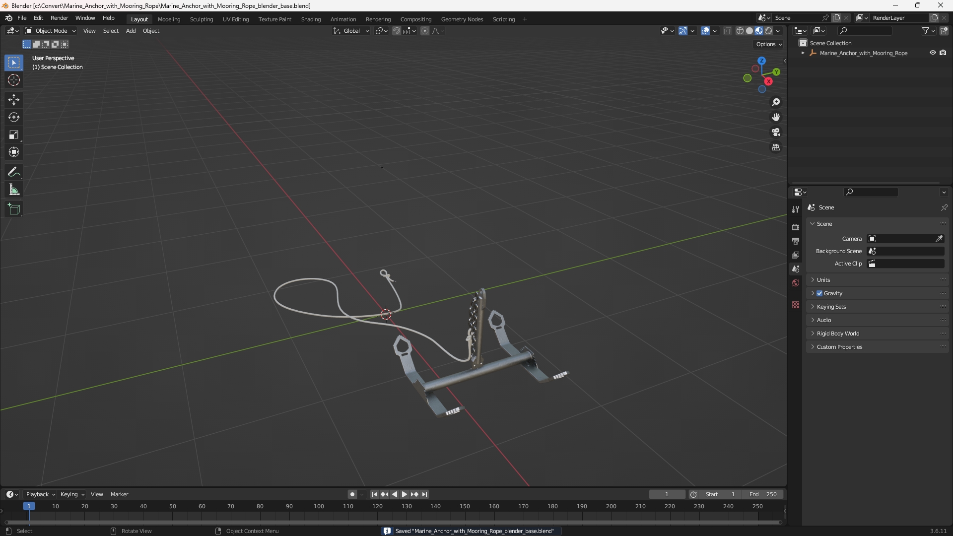 Marine Anchor with Mooring Rope - view 10