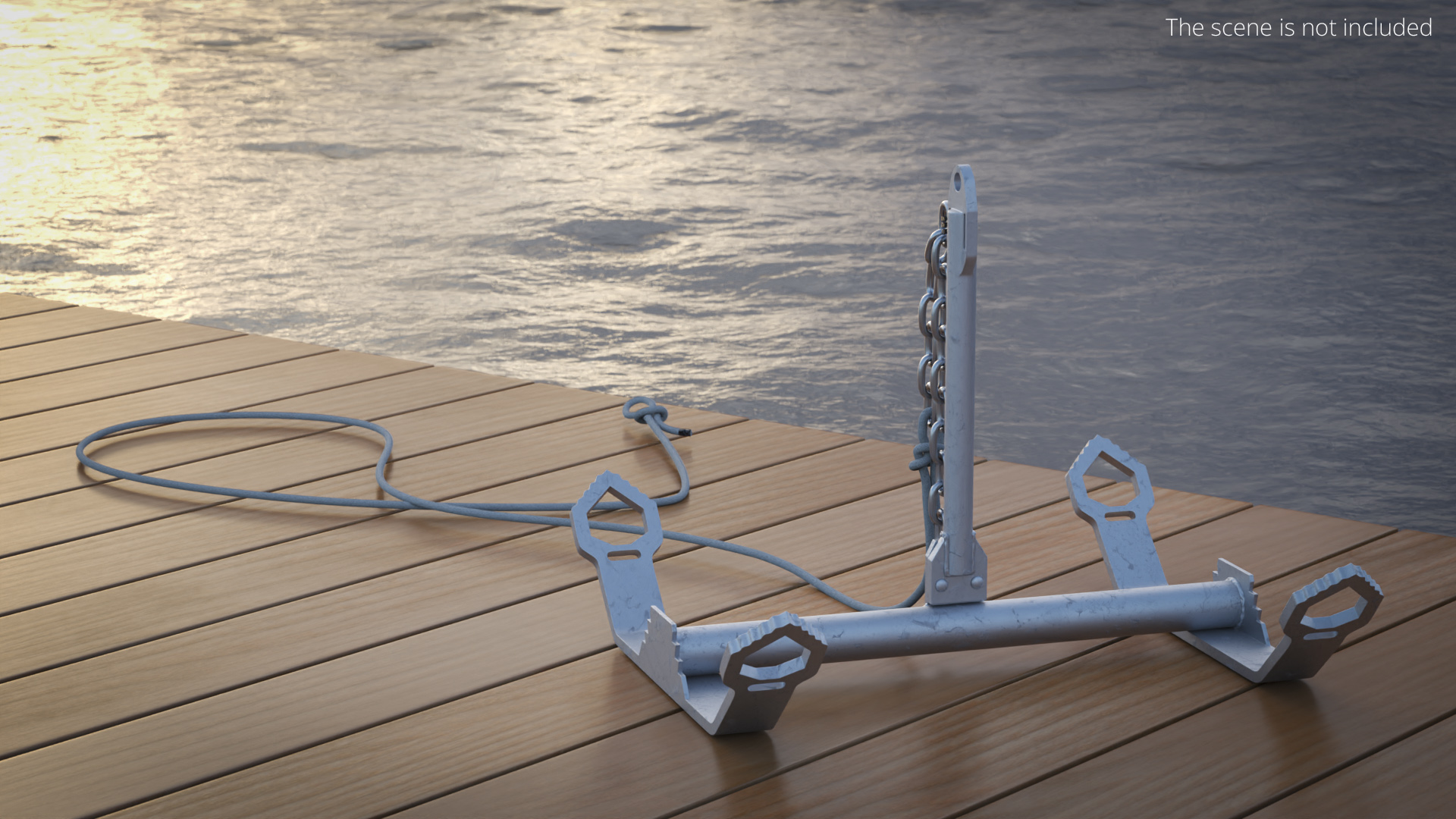 Marine Anchor with Mooring Rope - view 3