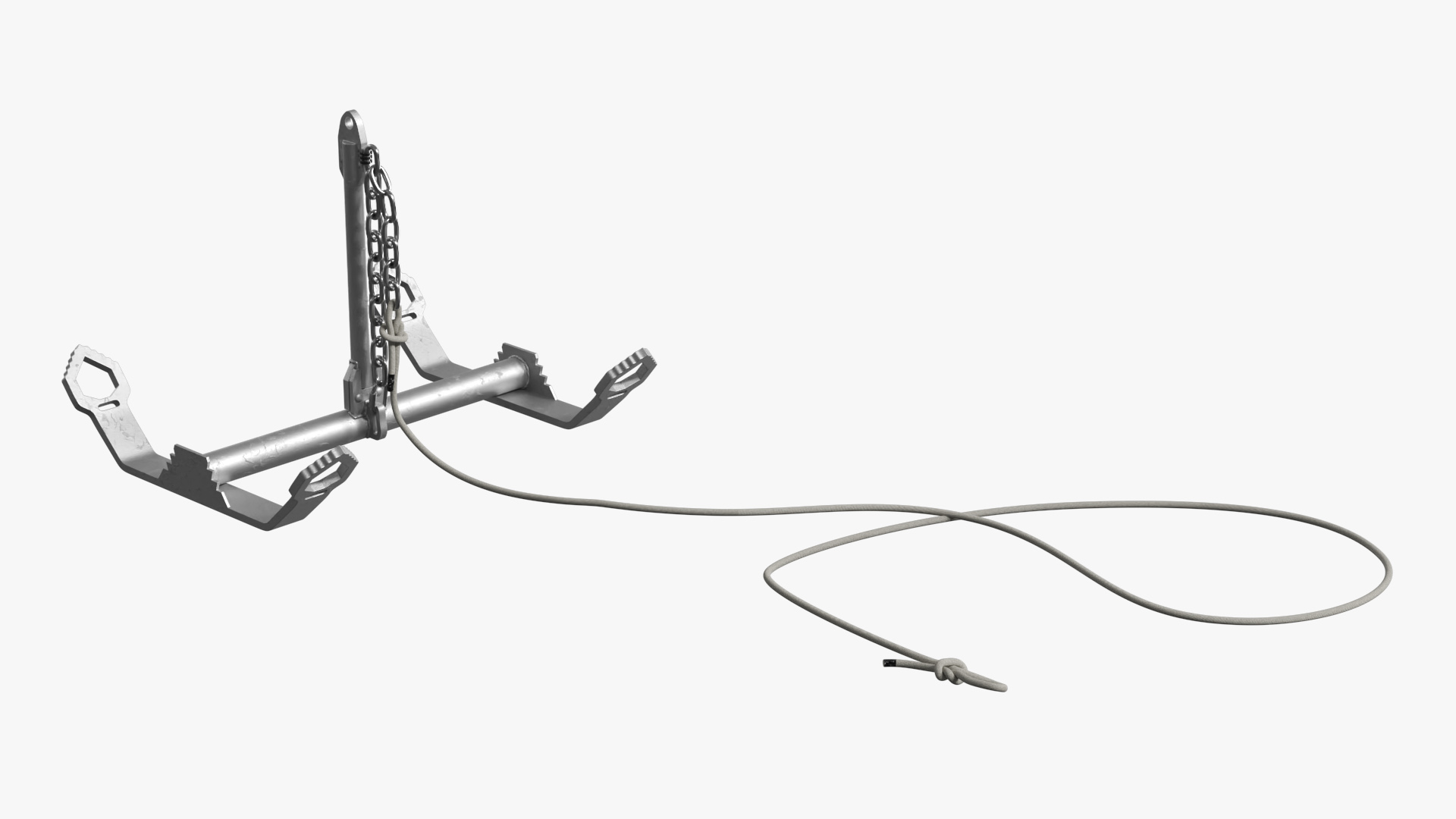 Marine Anchor with Mooring Rope - view 2