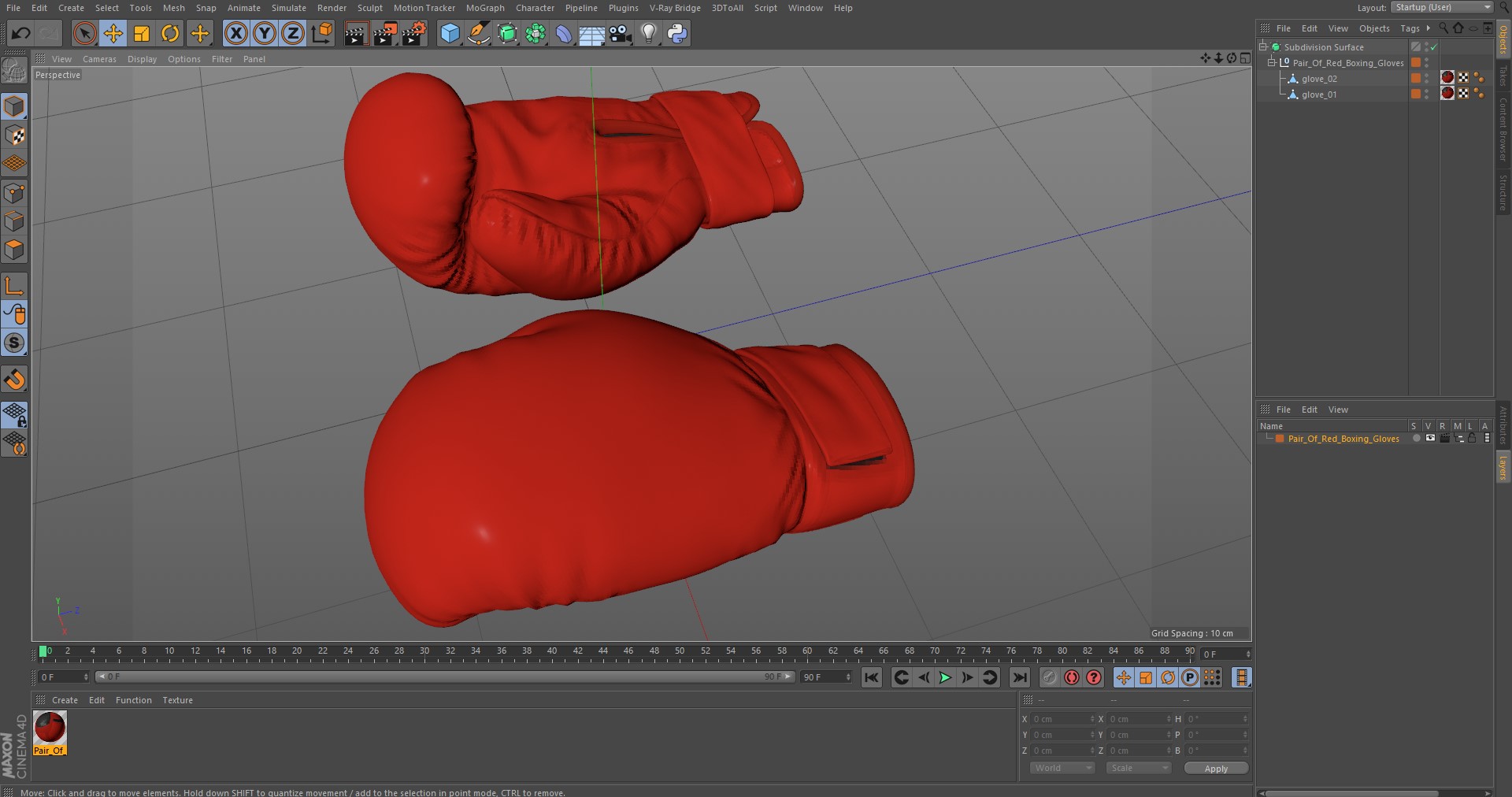 3D model Pair Of Red Boxing Gloves