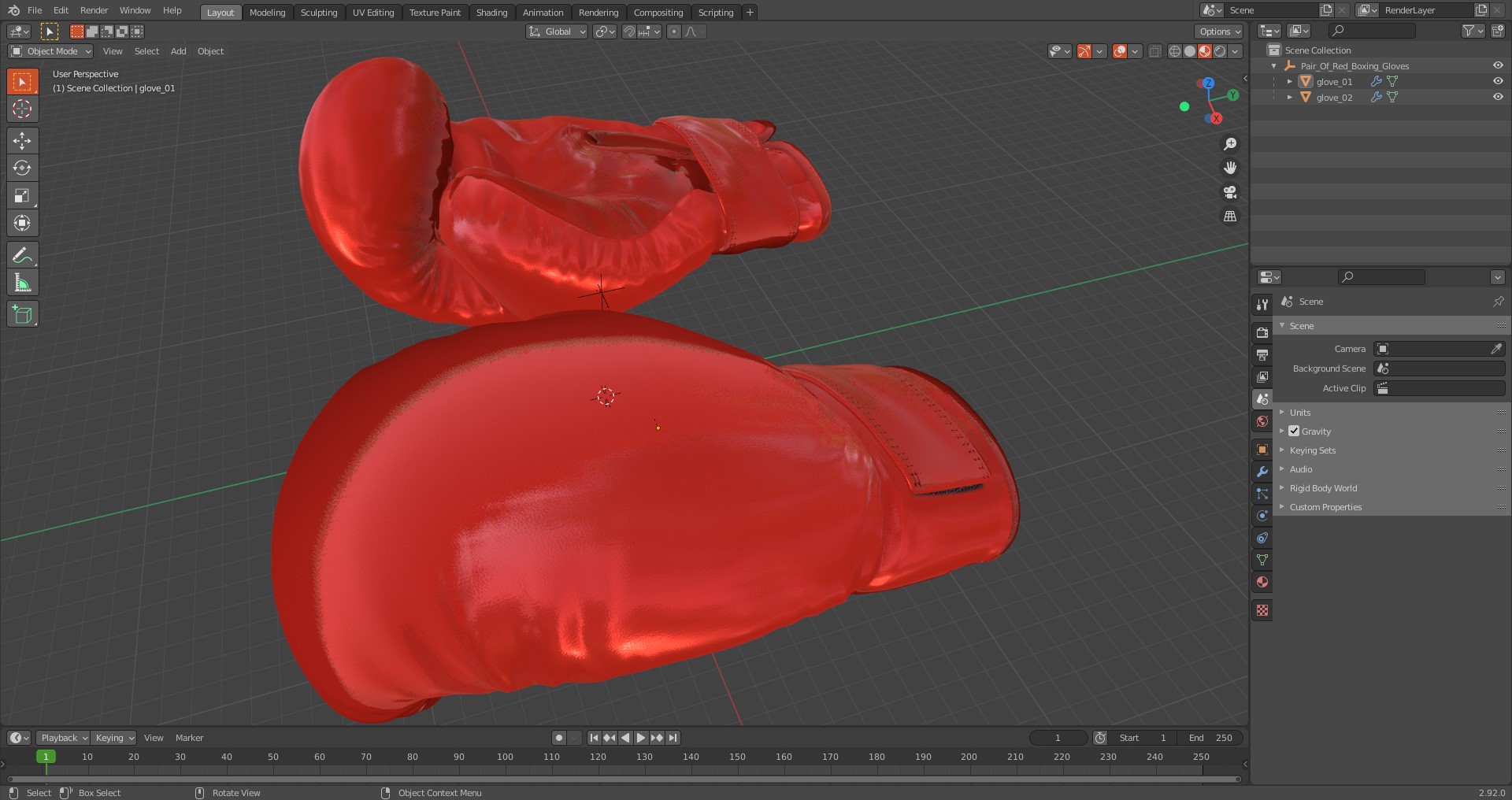 3D model Pair Of Red Boxing Gloves