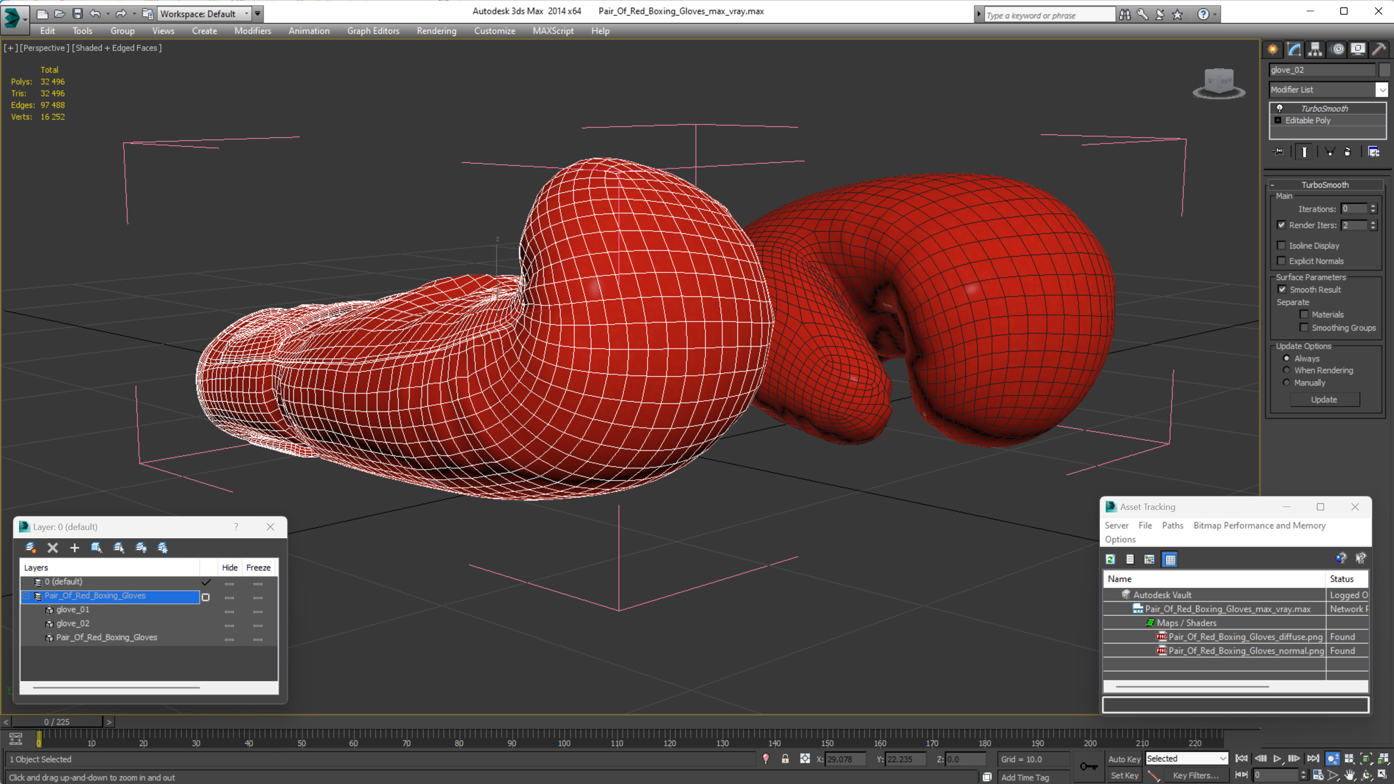 3D model Pair Of Red Boxing Gloves