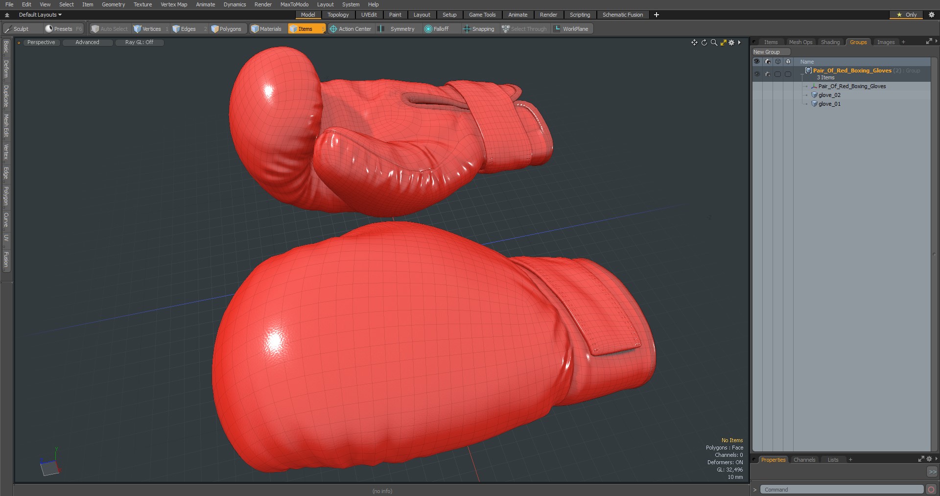 3D model Pair Of Red Boxing Gloves