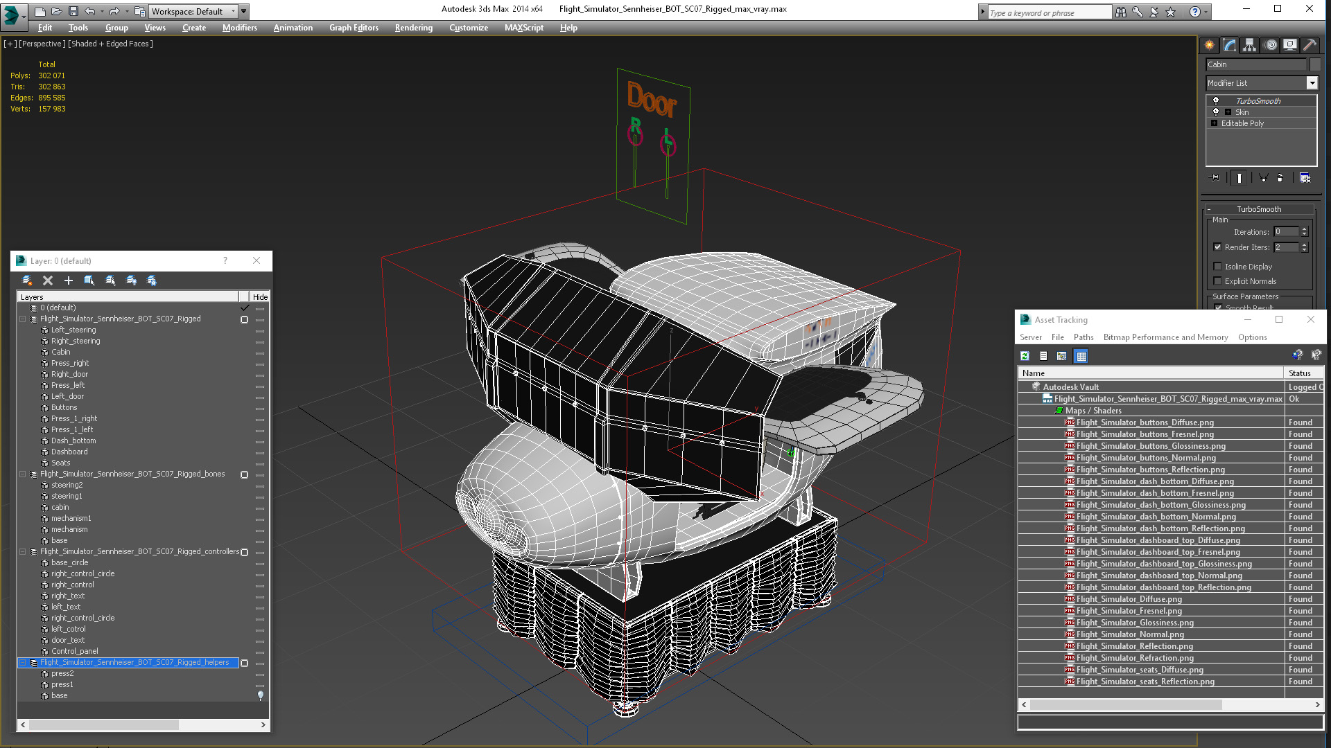 Flight Simulator Sennheiser BOT SC07 Rigged for Maya 3D