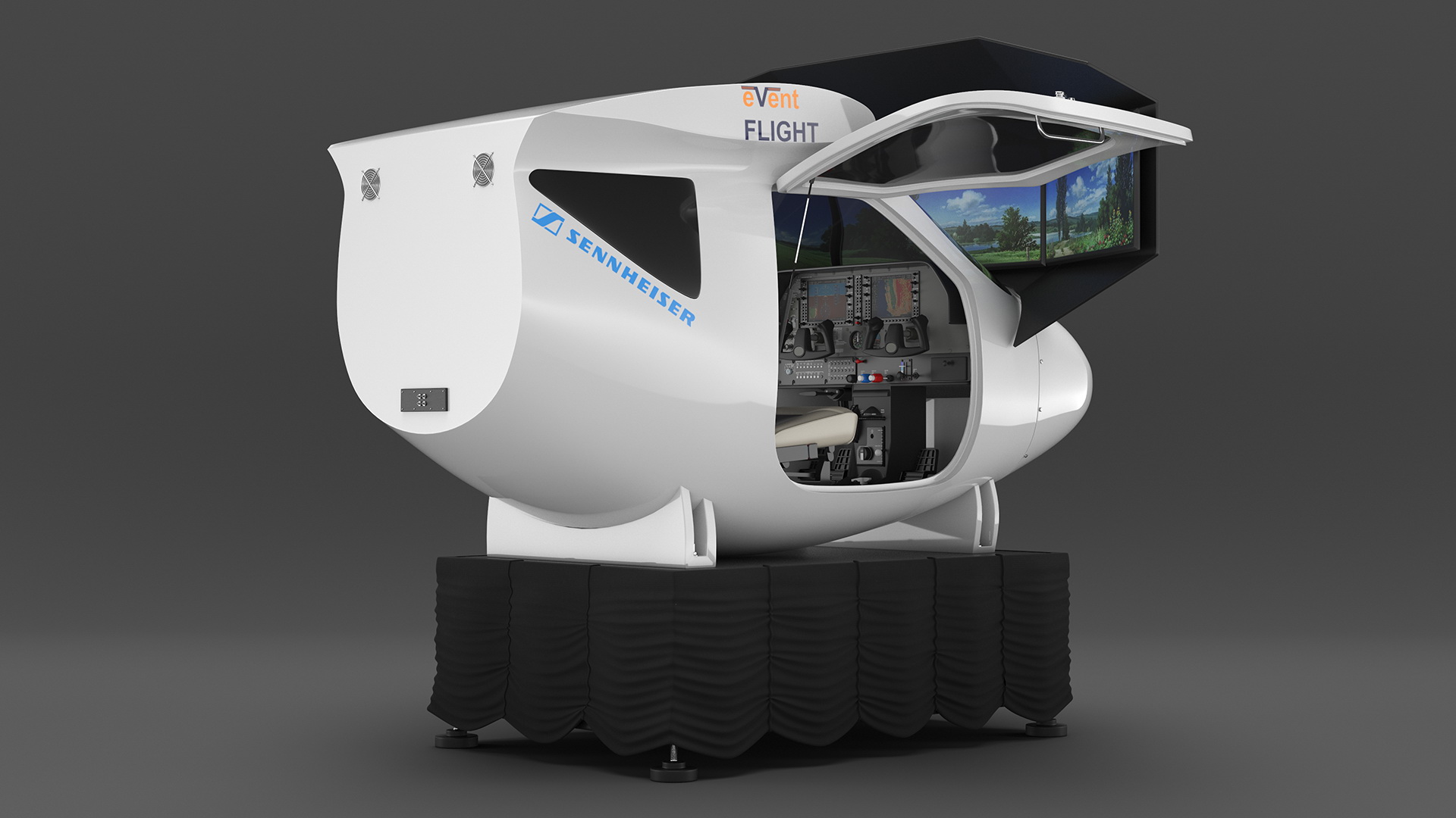 Flight Simulator Sennheiser BOT SC07 Rigged for Maya 3D