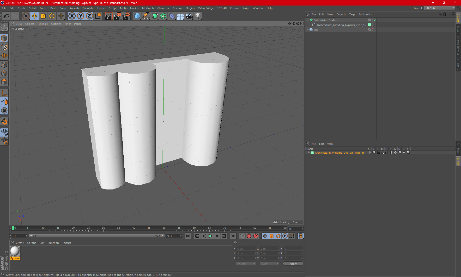 3D Architectural Molding Gypsum Type 16