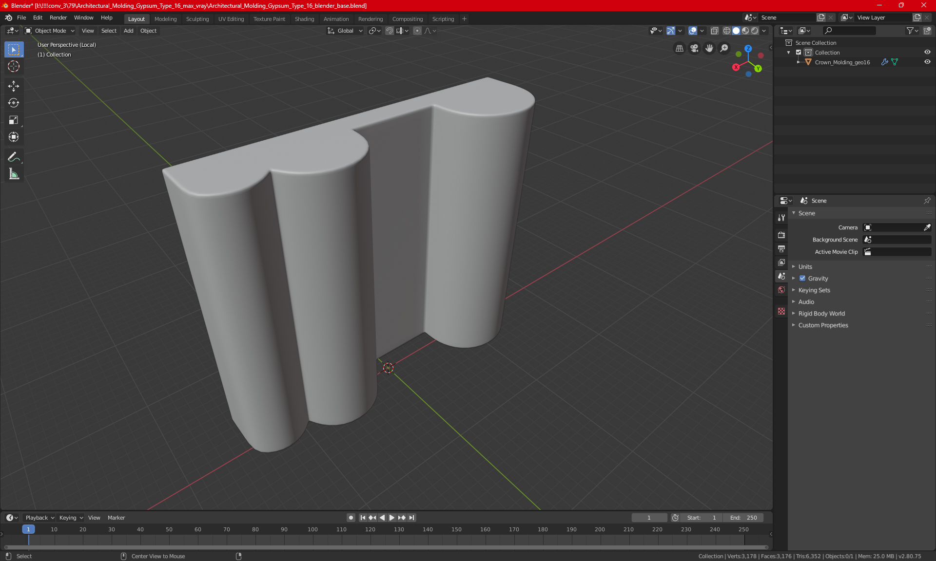 3D Architectural Molding Gypsum Type 16