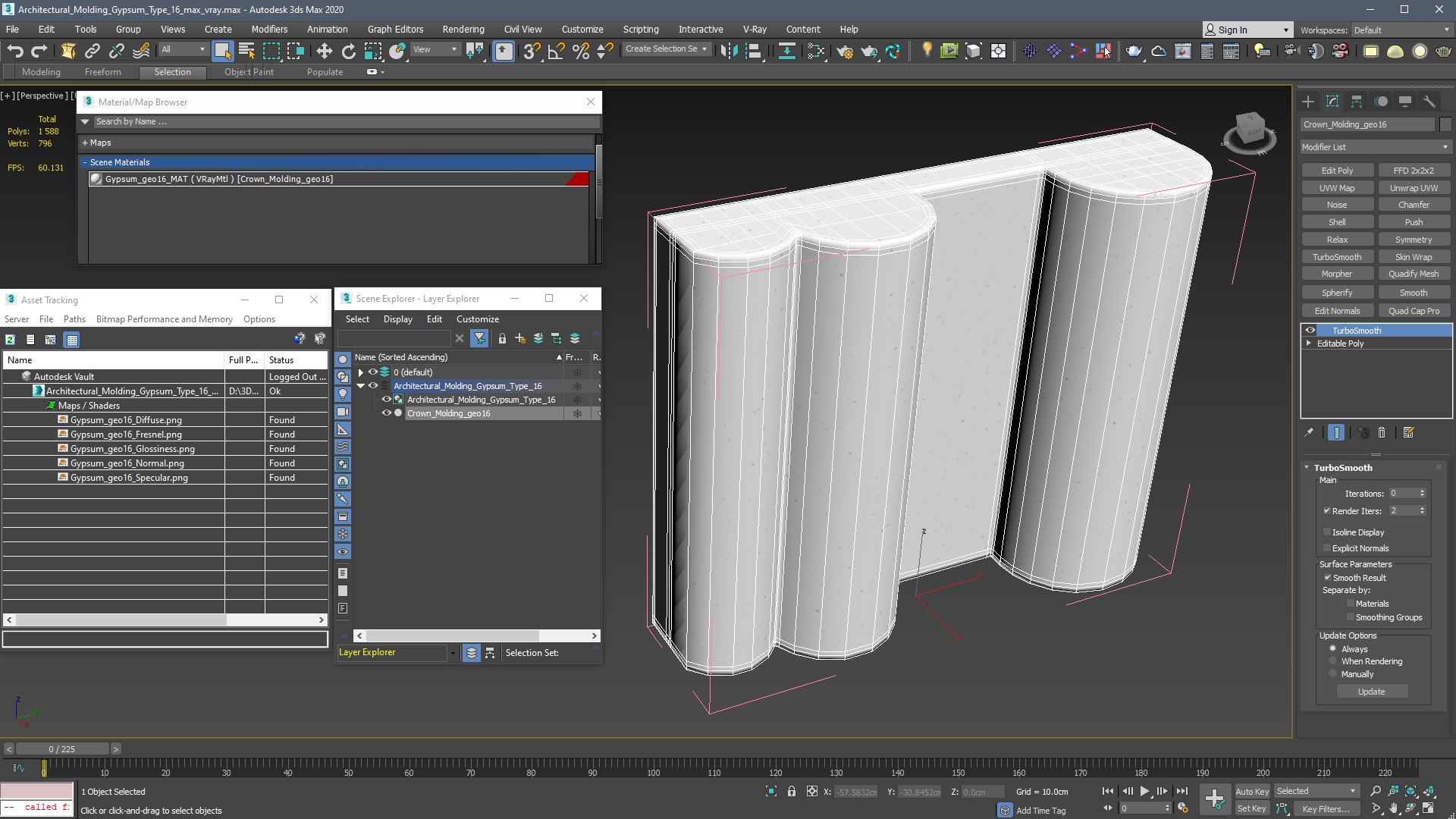 3D Architectural Molding Gypsum Type 16