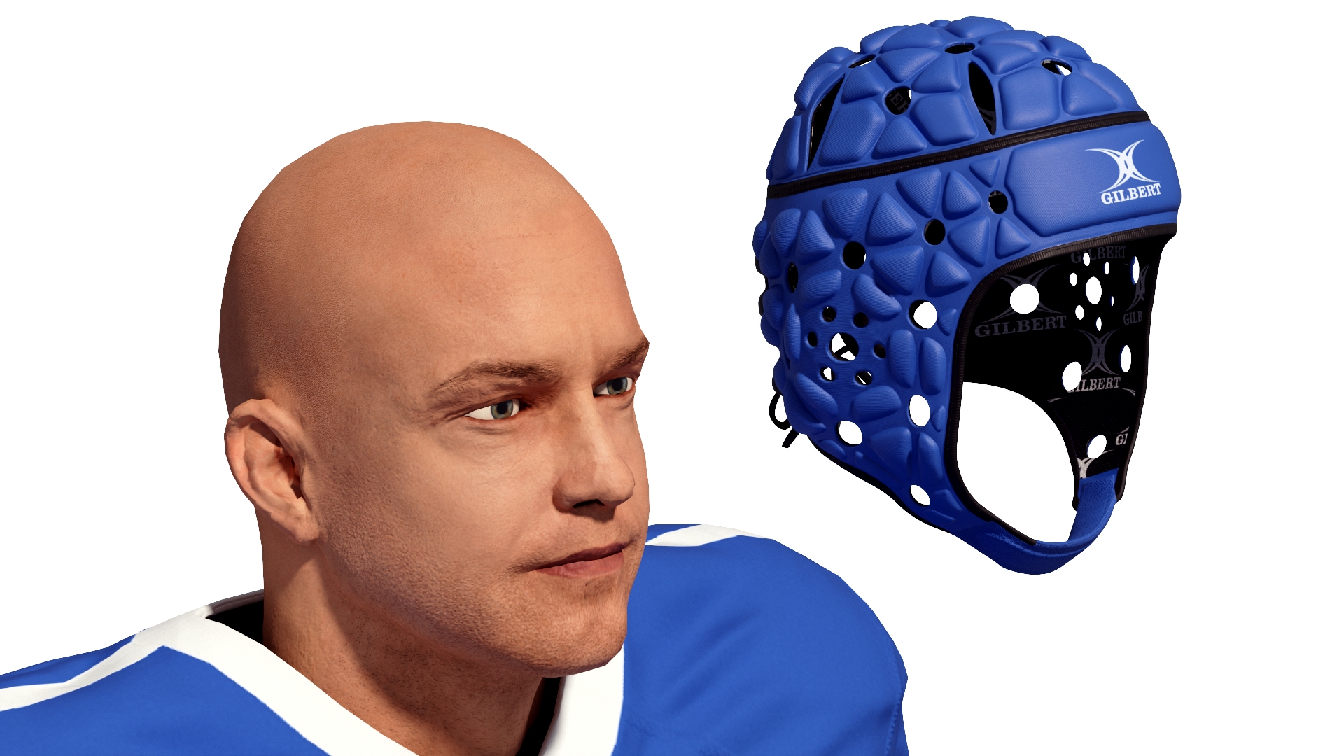 3D Uniform Football Player with Rugby Helmet Headguard A-Pose model