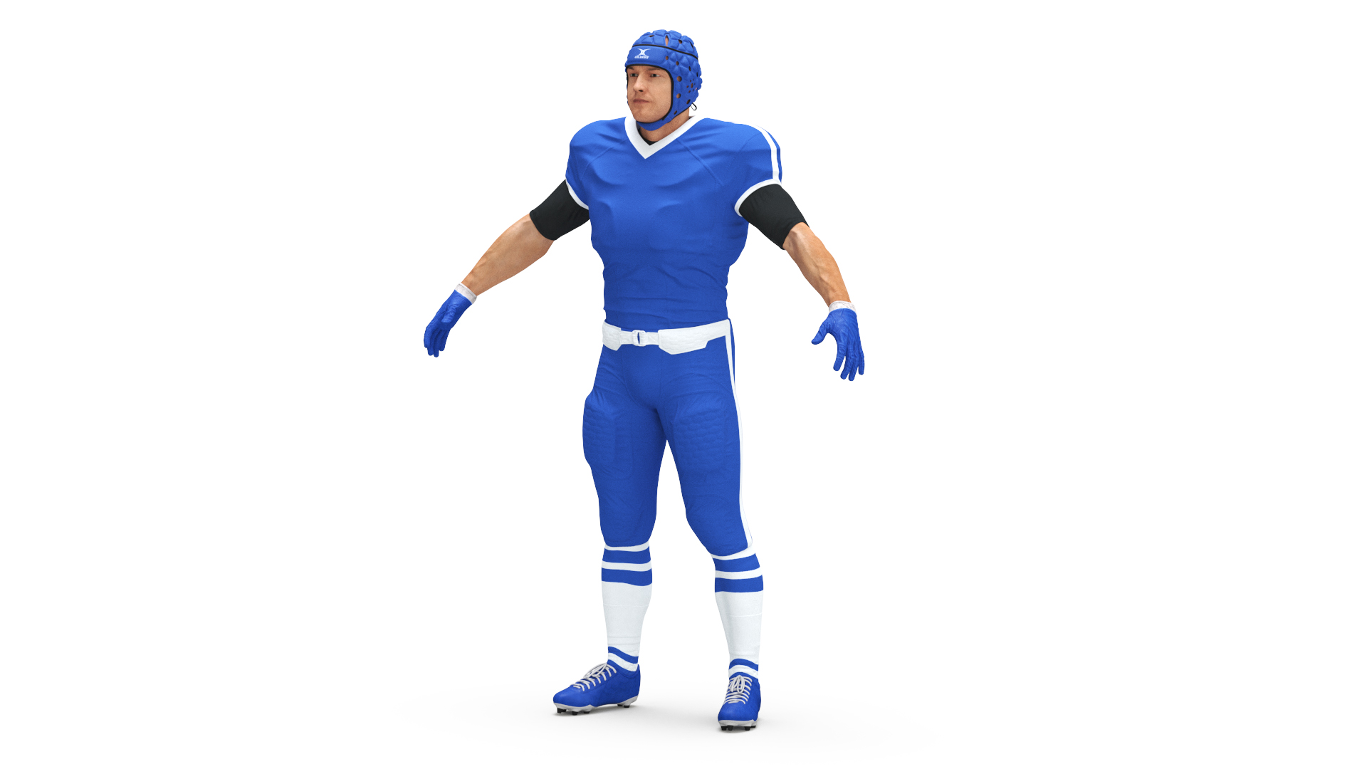 3D Uniform Football Player with Rugby Helmet Headguard A-Pose model