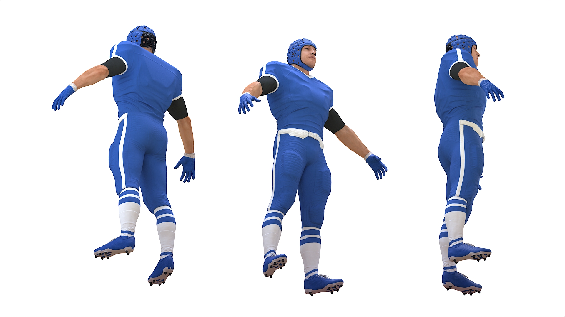 3D Uniform Football Player with Rugby Helmet Headguard A-Pose model