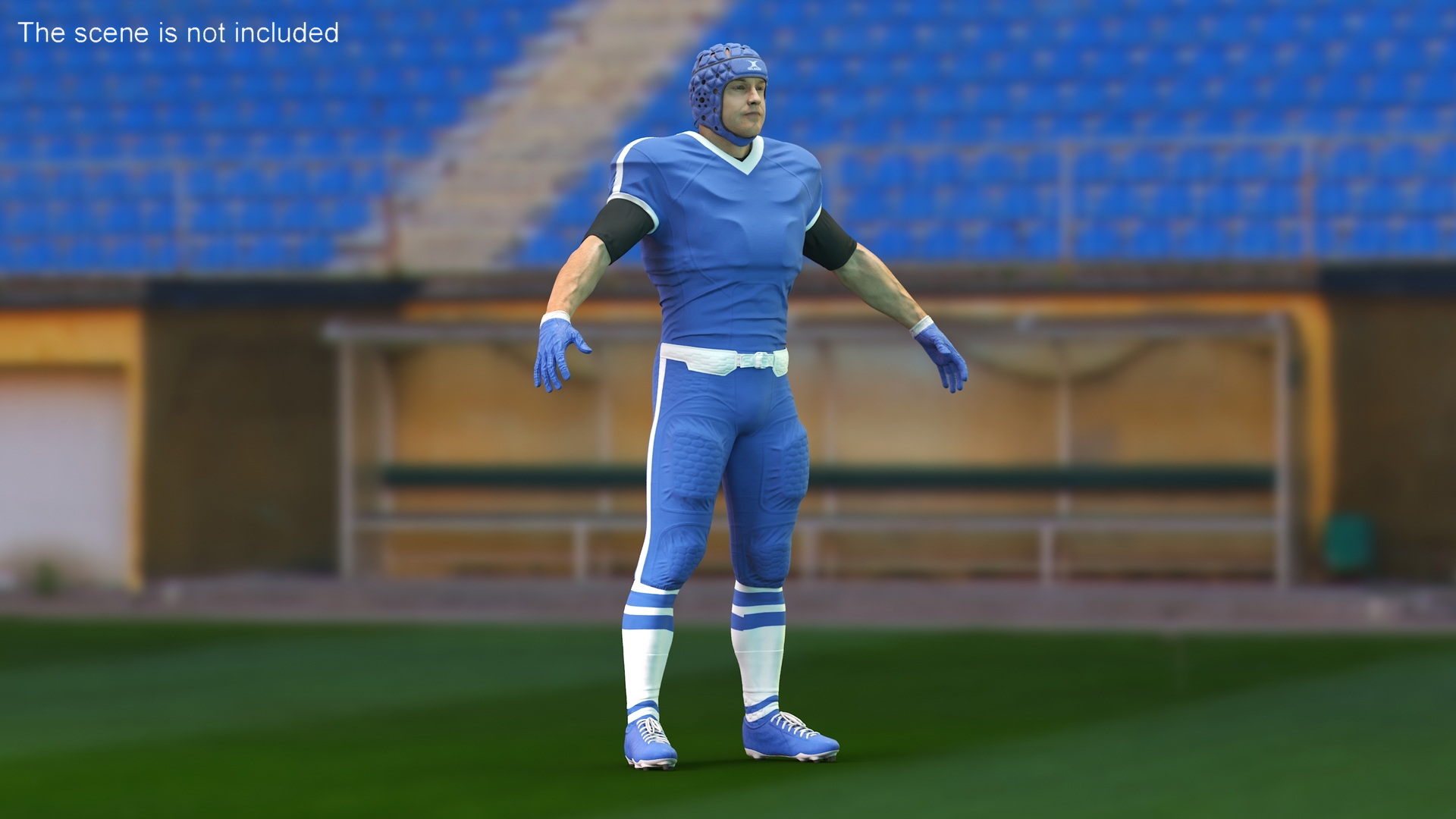 3D Uniform Football Player with Rugby Helmet Headguard A-Pose model