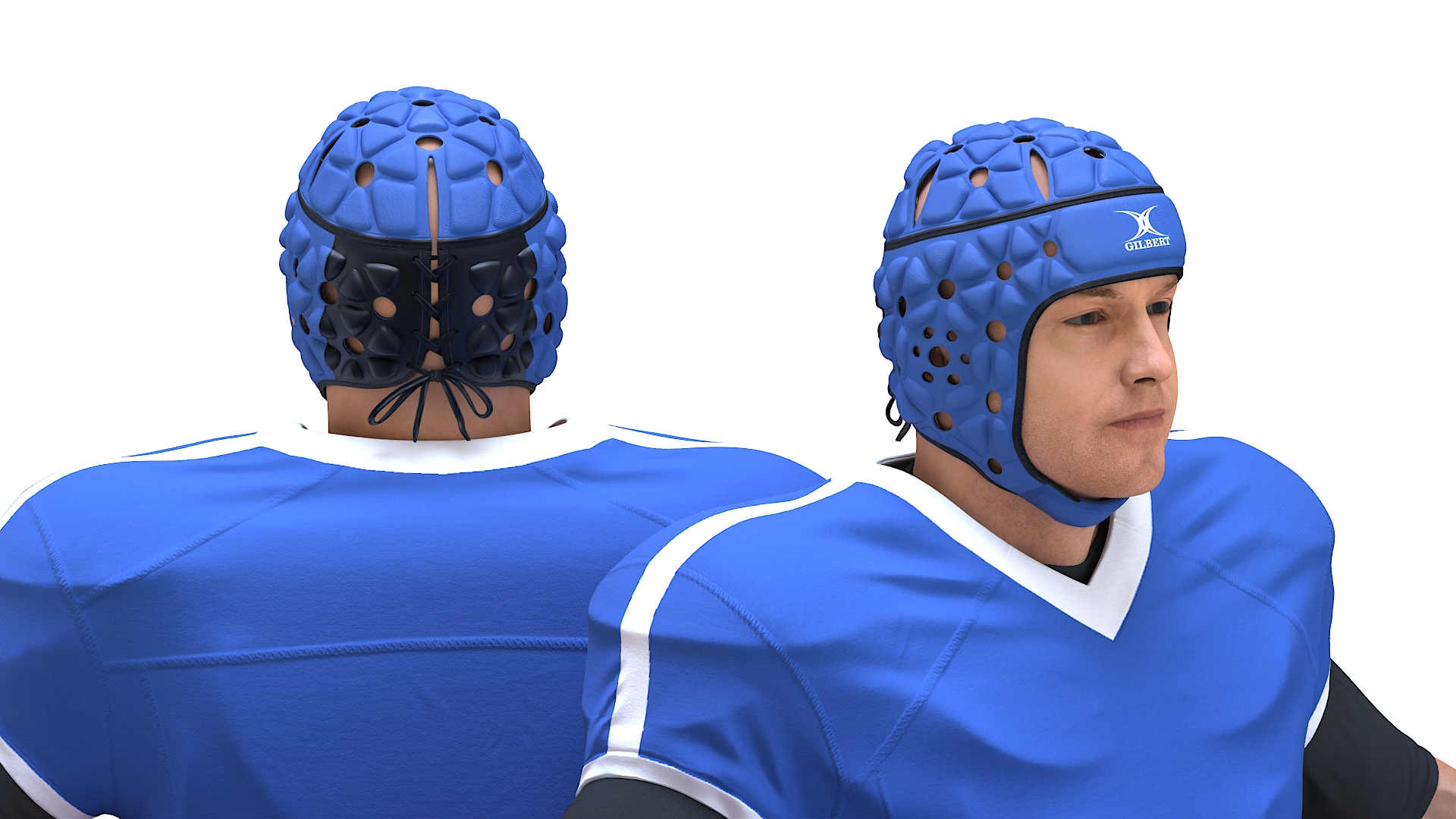 3D Uniform Football Player with Rugby Helmet Headguard A-Pose model