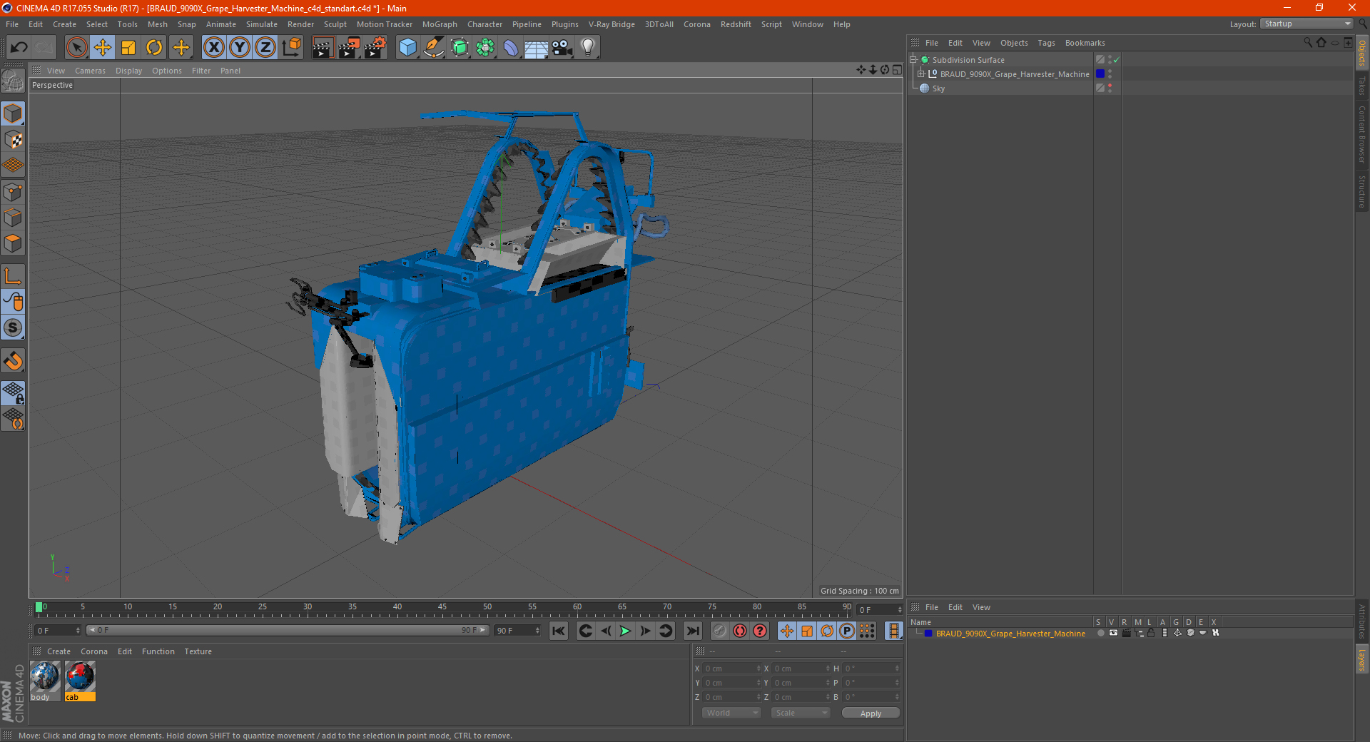 3D model BRAUD 9090X Grape Harvester Machine