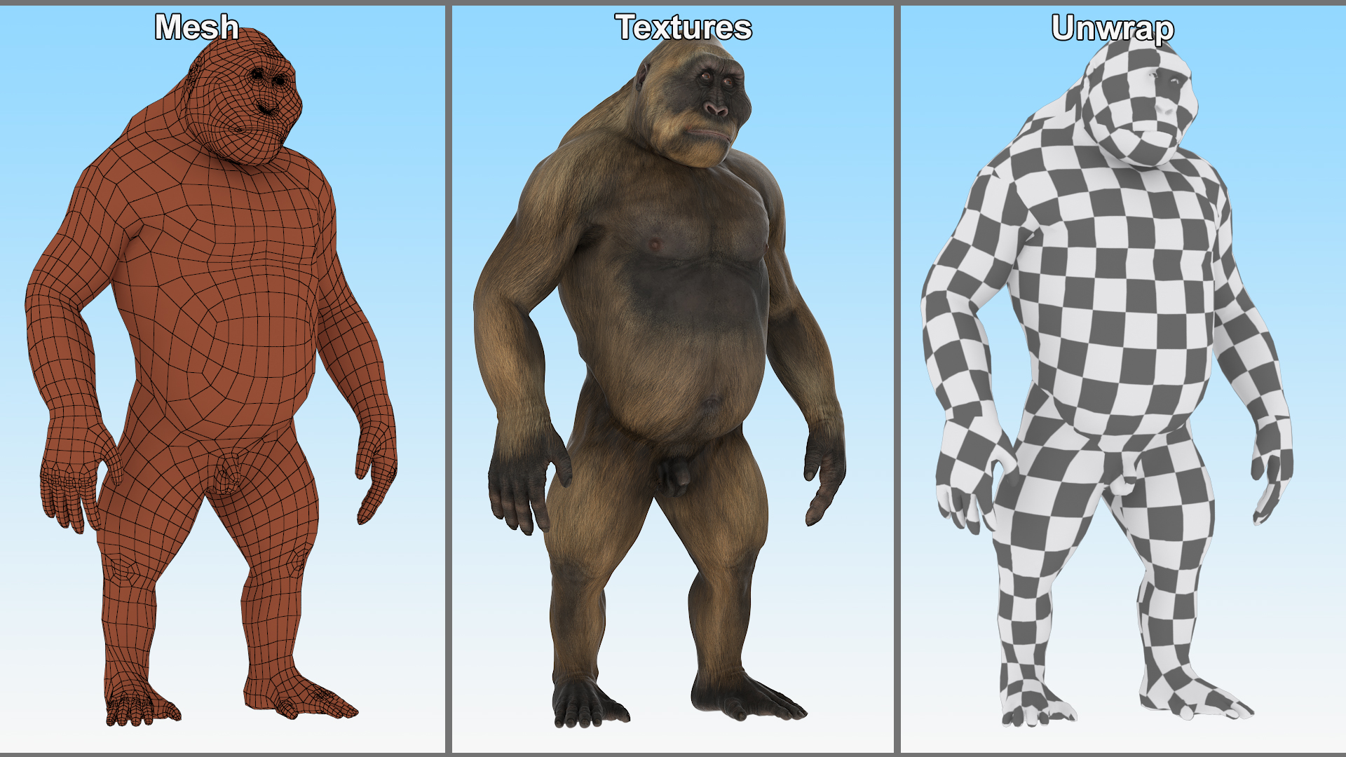 3D model Big Ape Gigantopithecus in Standing Pose