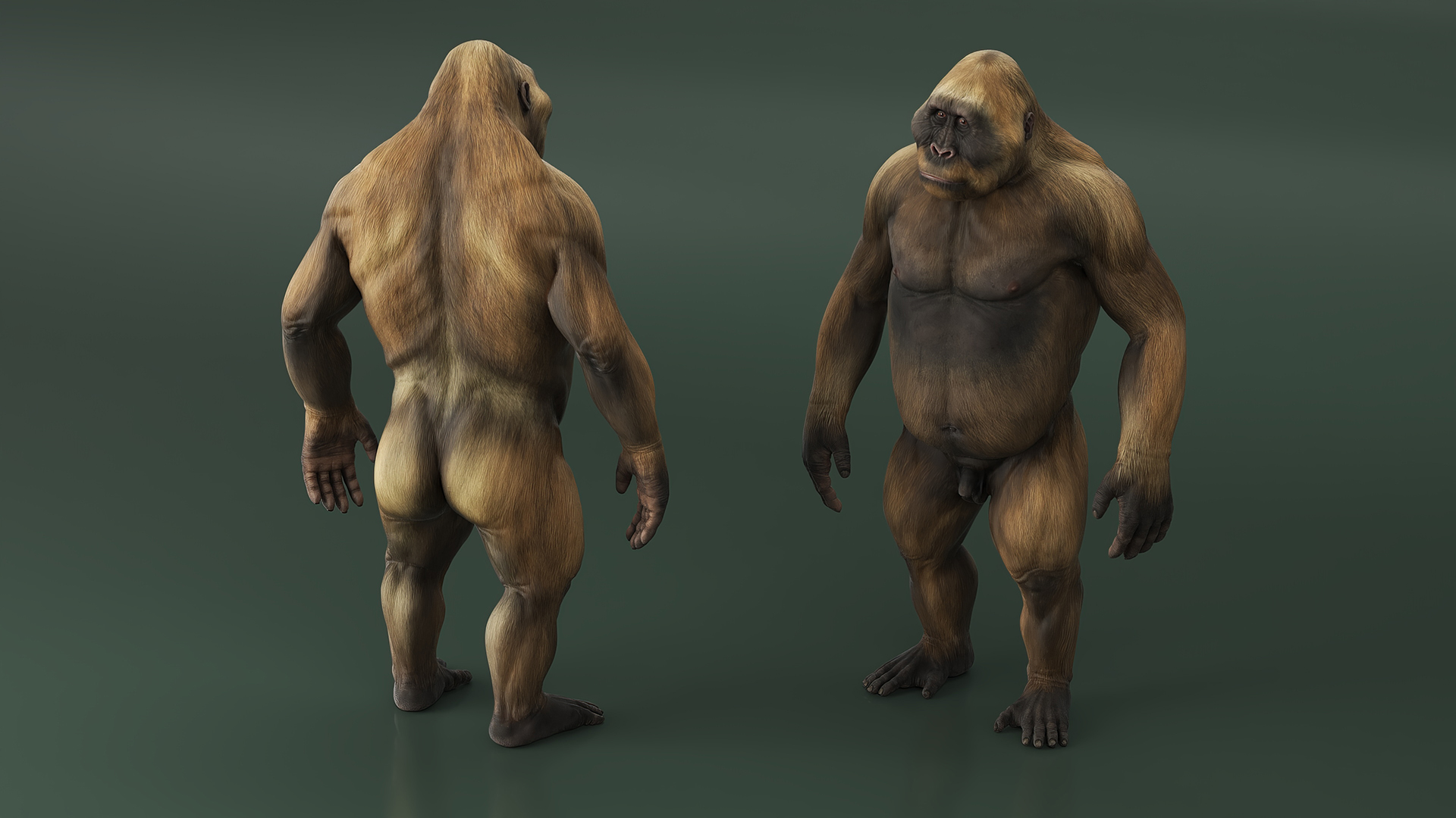 3D model Big Ape Gigantopithecus in Standing Pose