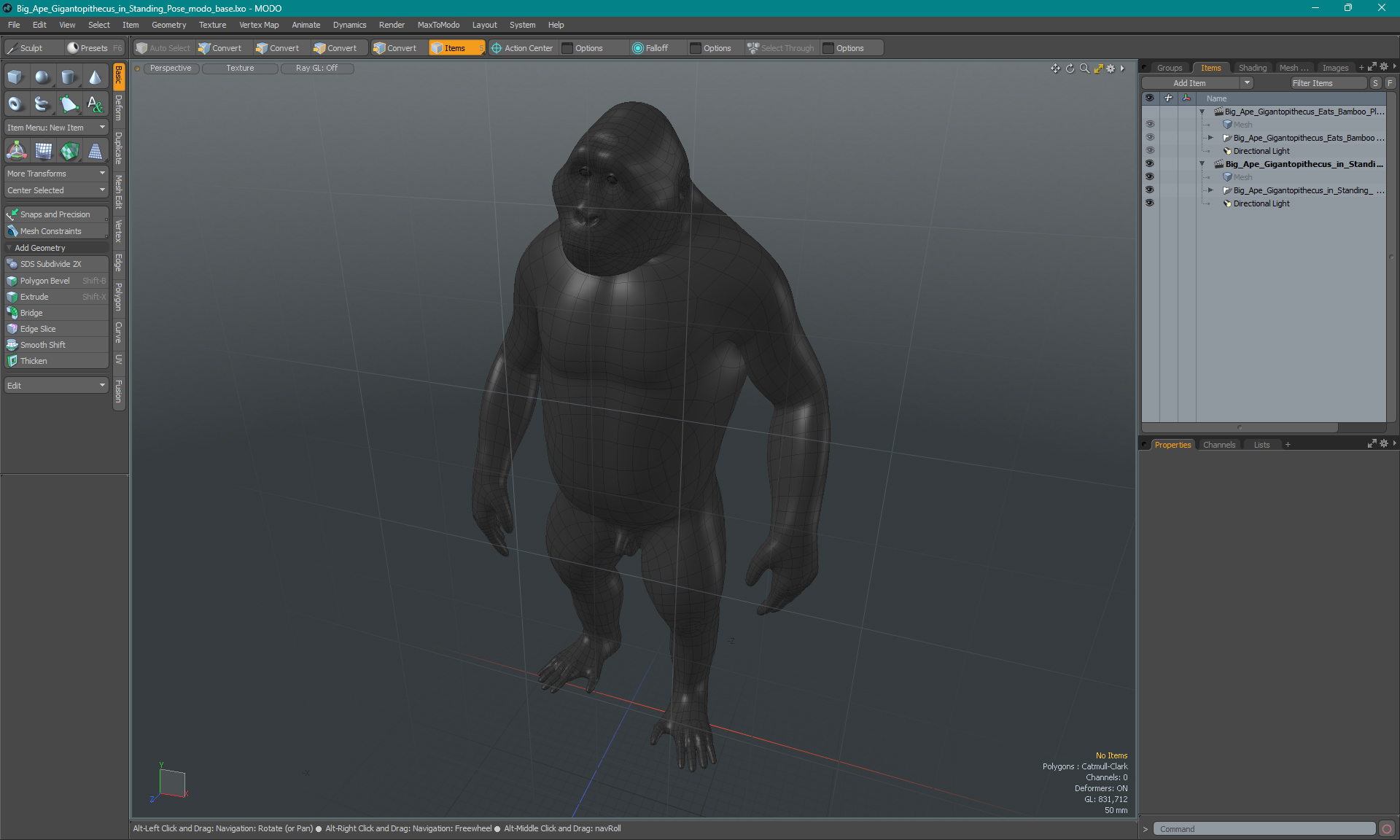 3D model Big Ape Gigantopithecus in Standing Pose