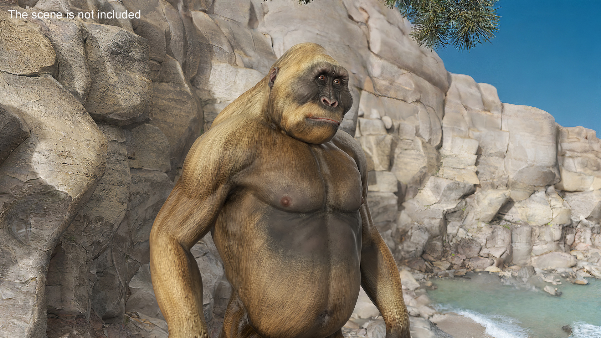3D model Big Ape Gigantopithecus in Standing Pose