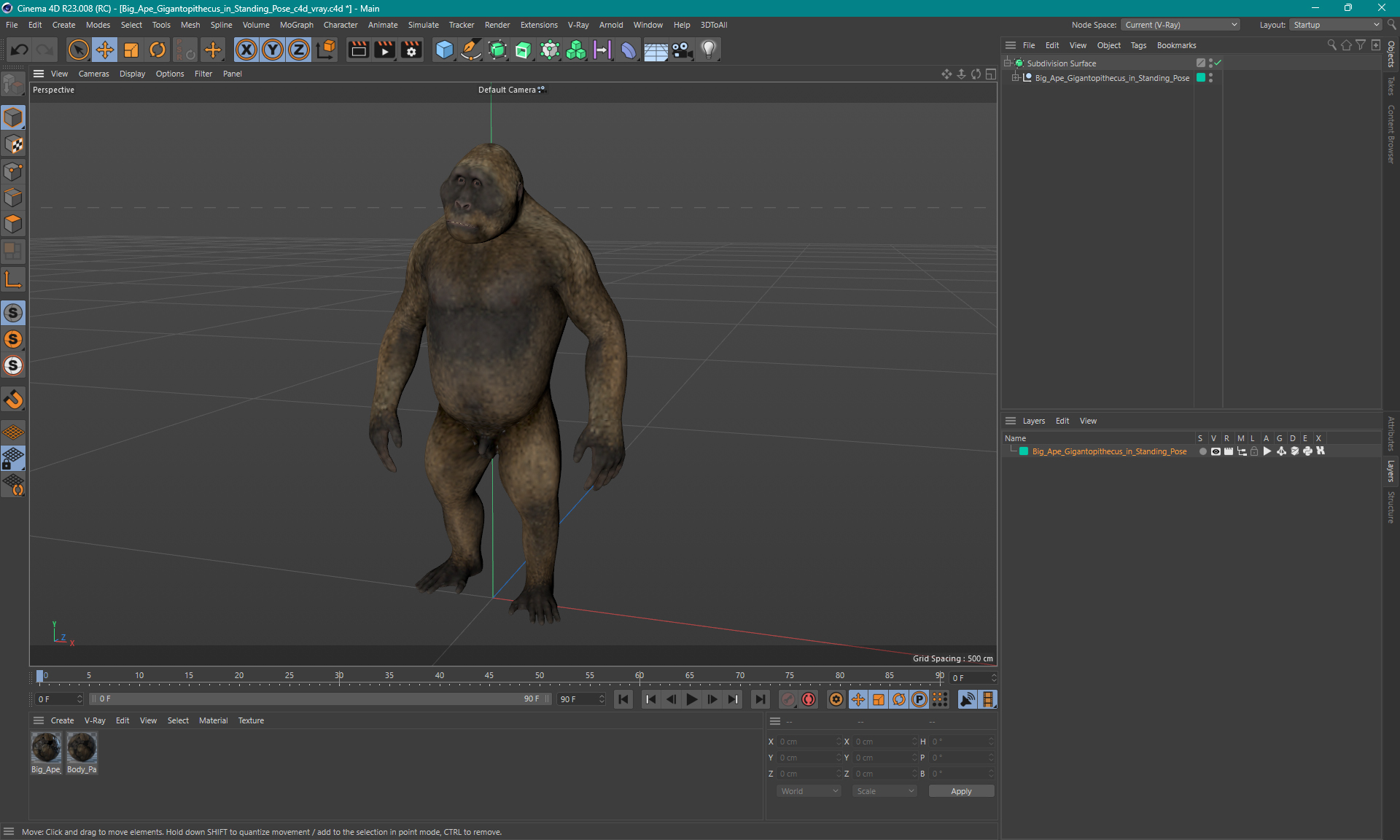 3D model Big Ape Gigantopithecus in Standing Pose