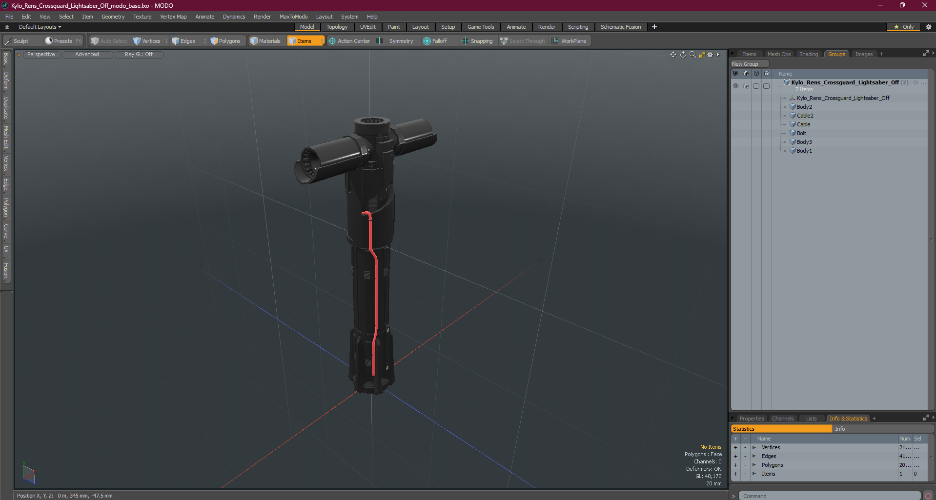 3D model Kylo Rens Crossguard Lightsaber Off