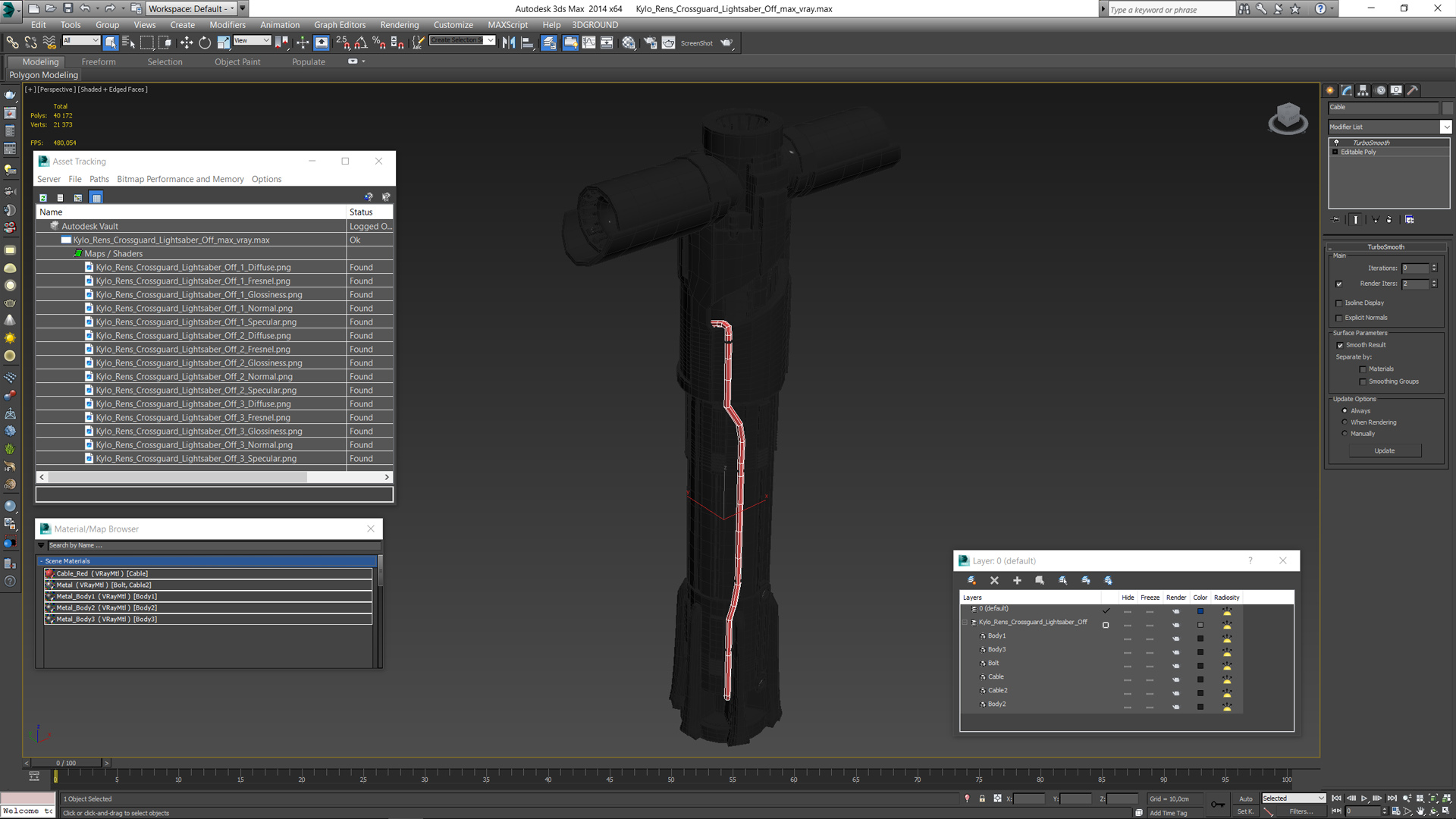 3D model Kylo Rens Crossguard Lightsaber Off