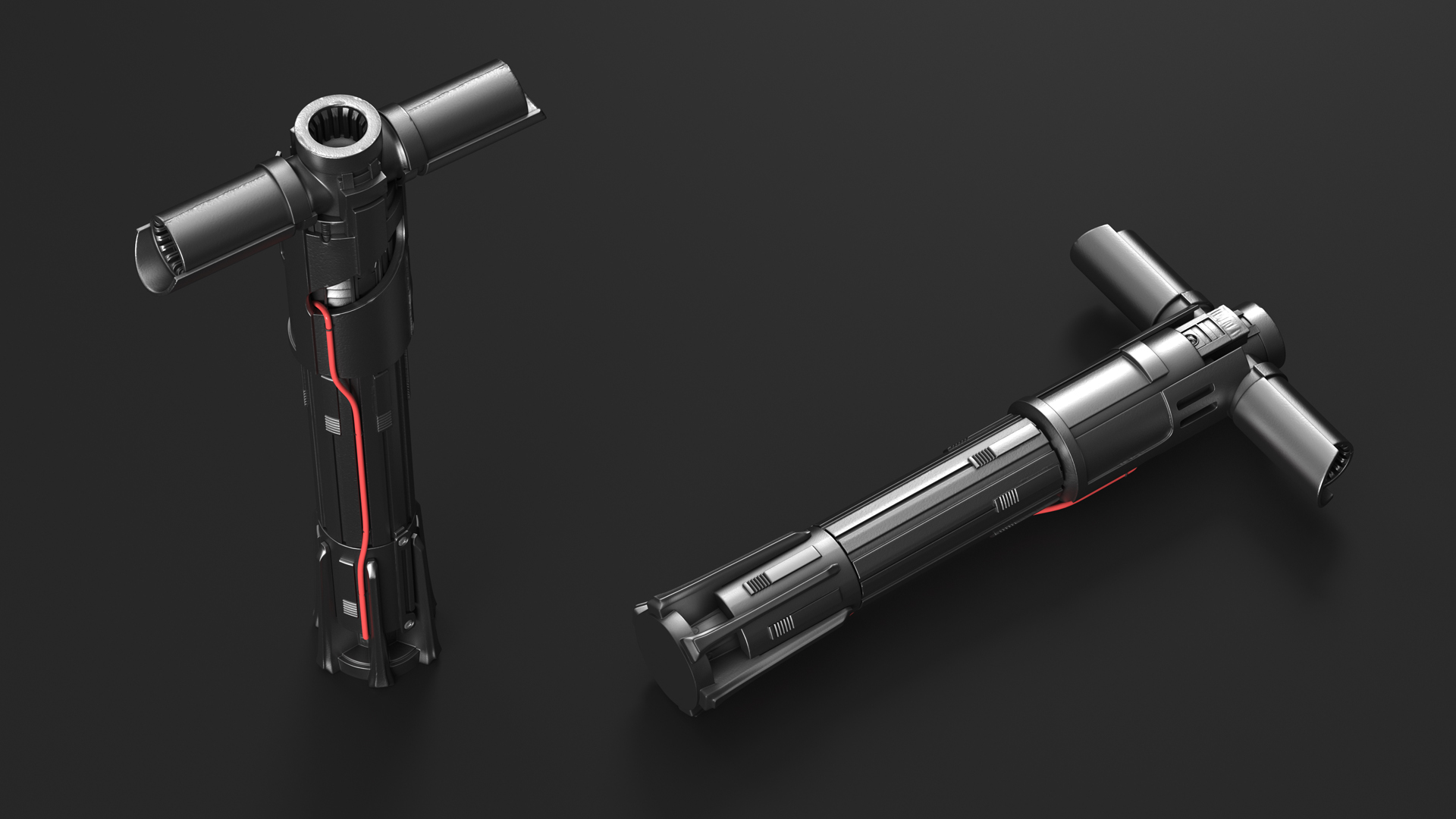 3D model Kylo Rens Crossguard Lightsaber Off