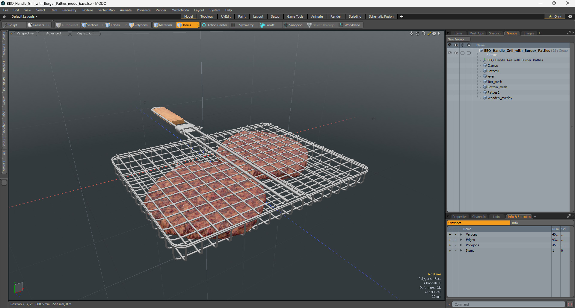 3D BBQ Handle Grill with Burger Patties