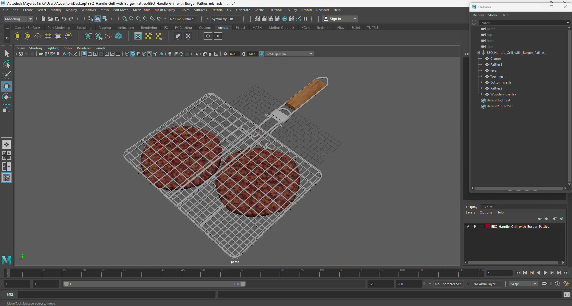 3D BBQ Handle Grill with Burger Patties