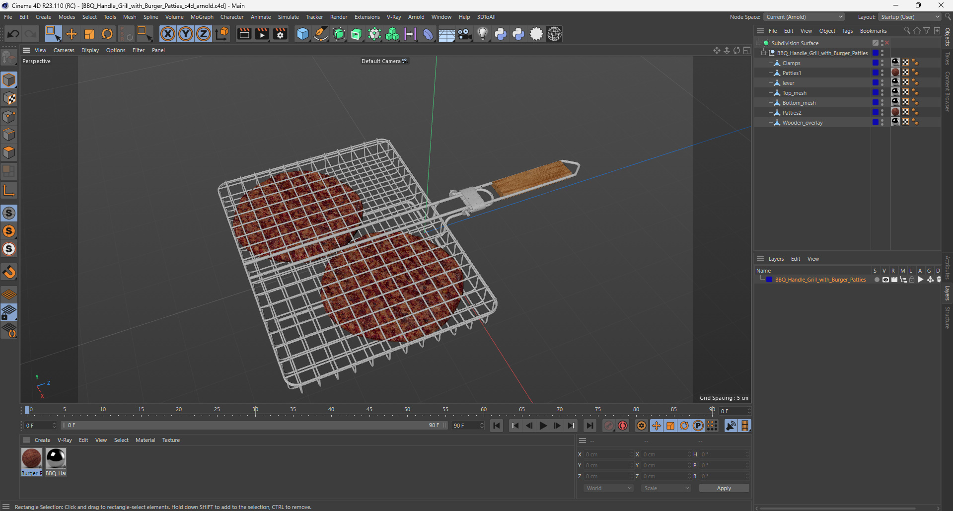 3D BBQ Handle Grill with Burger Patties