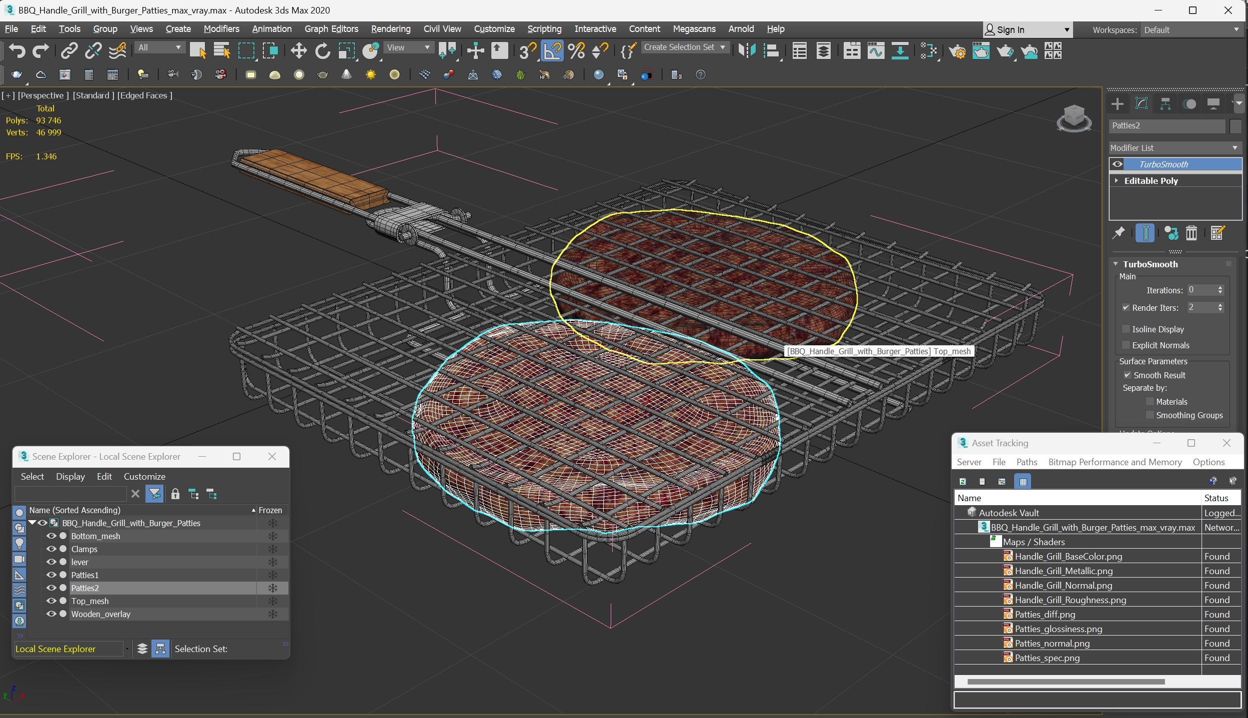 3D BBQ Handle Grill with Burger Patties