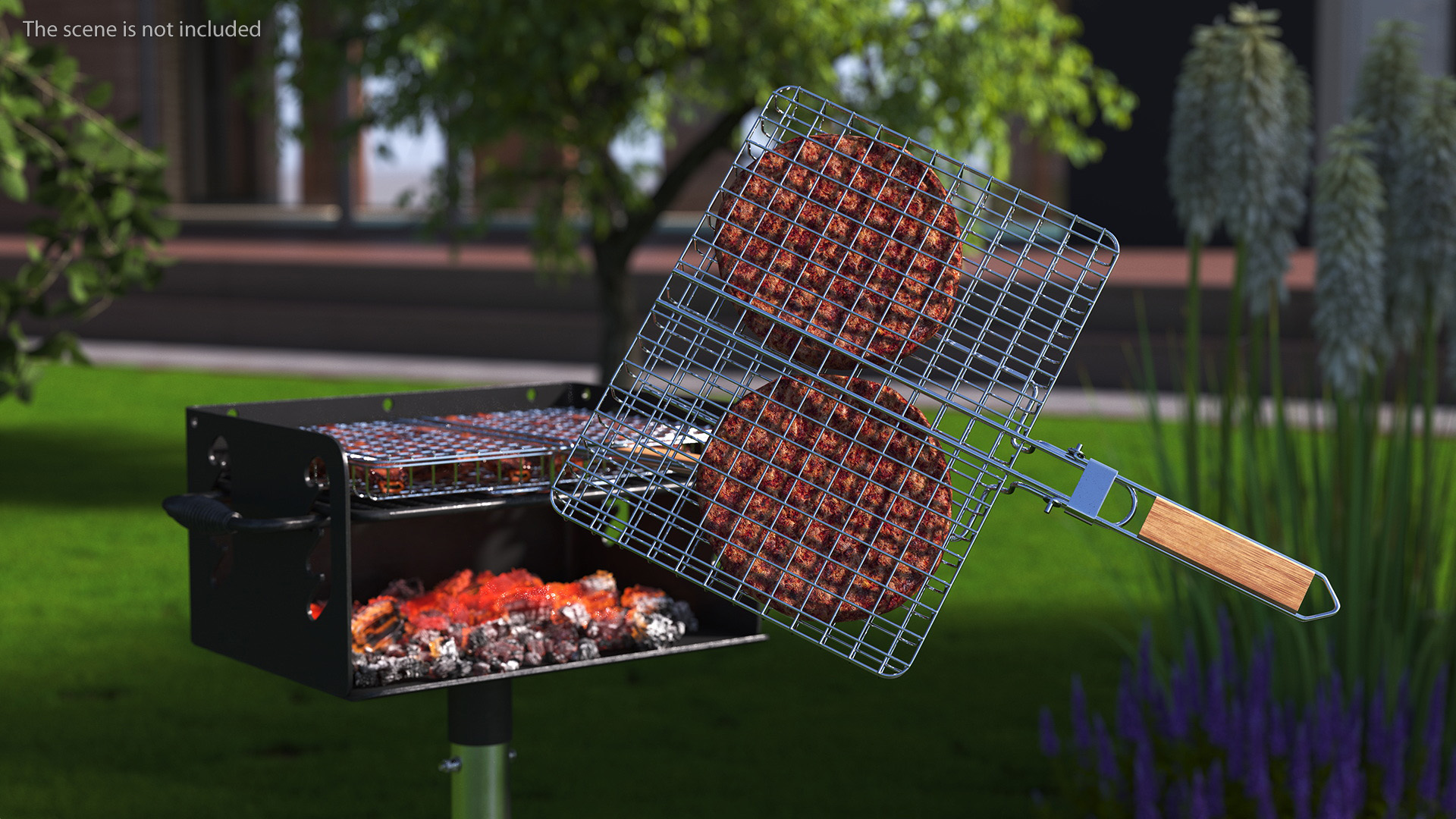 3D BBQ Handle Grill with Burger Patties