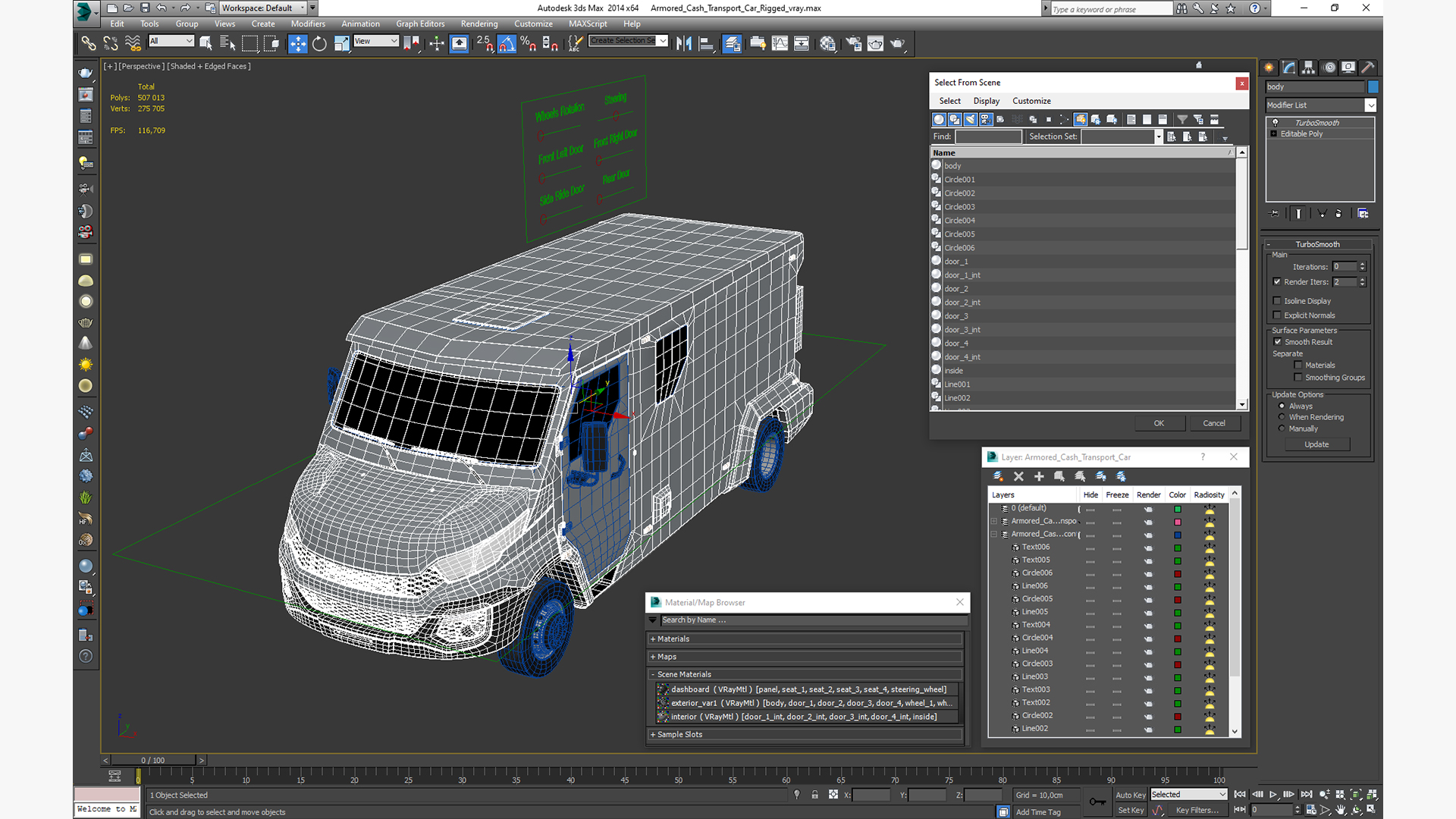 3D Armored Cash Transport Car Rigged model
