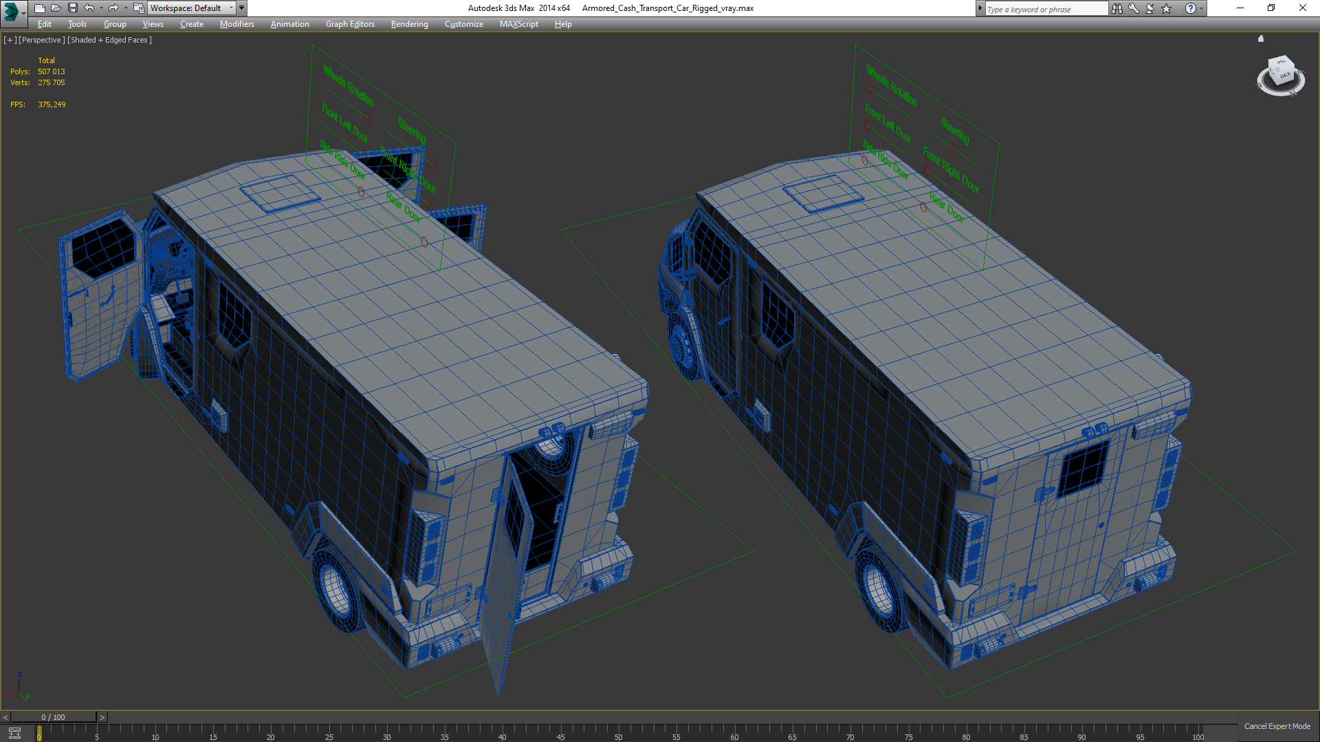 3D Armored Cash Transport Car Rigged model