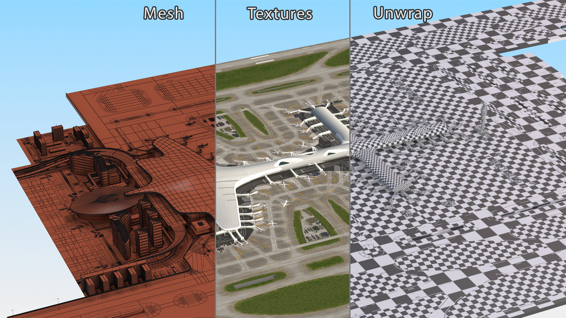 Airport Infrastructure with Aircrafts 3D
