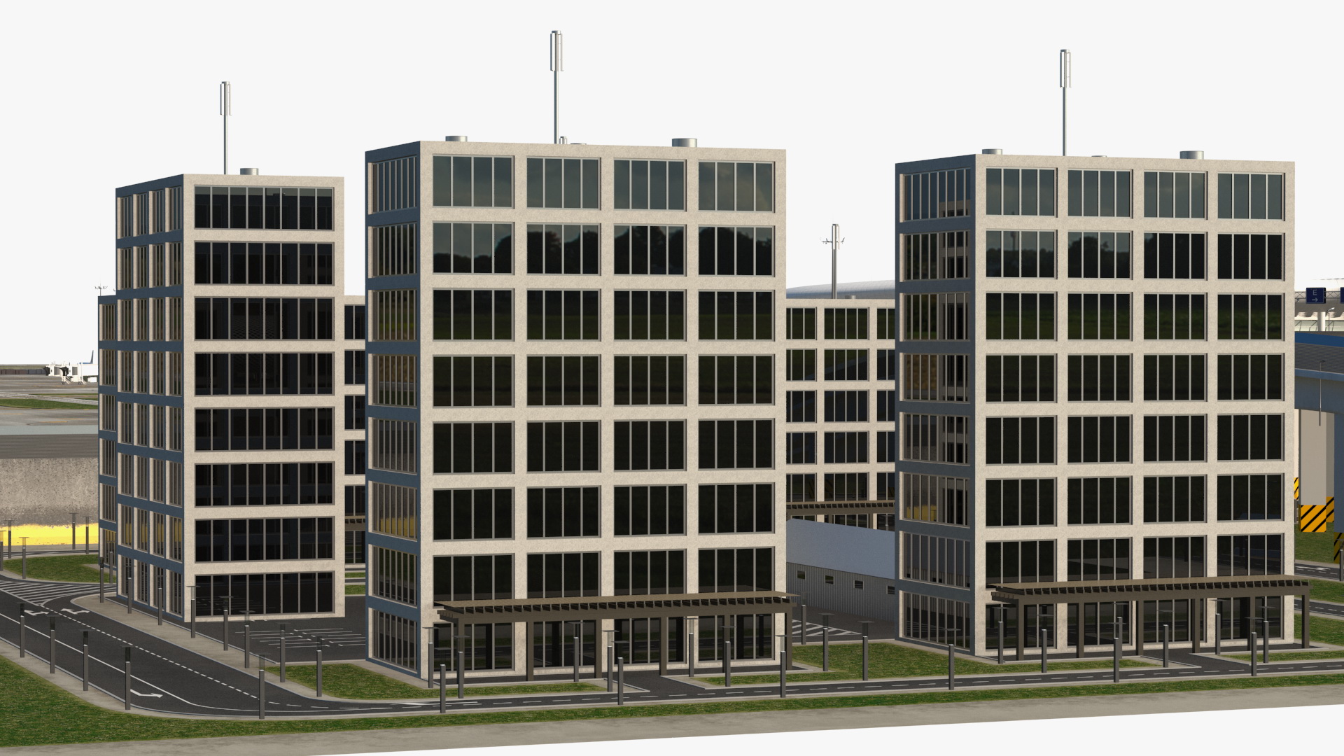 Airport Infrastructure with Aircrafts 3D