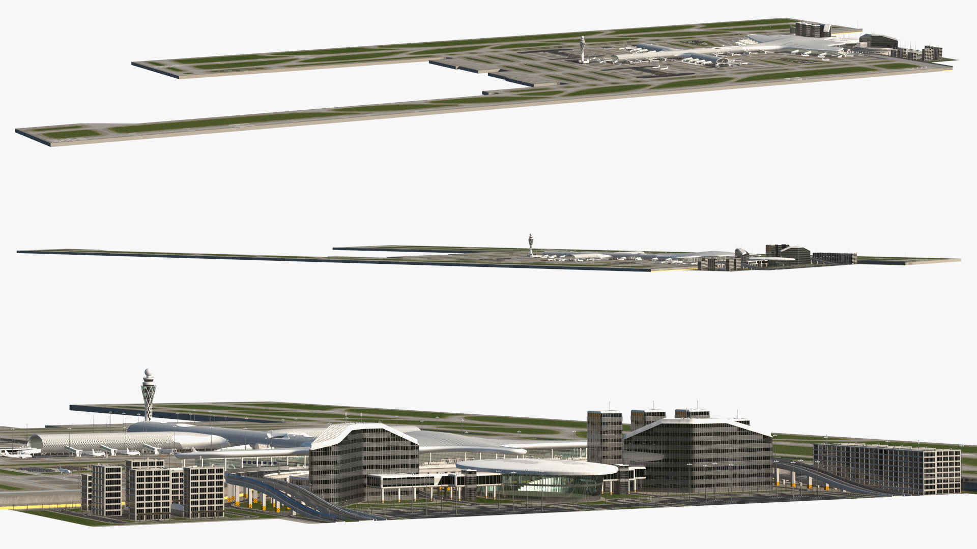Airport Infrastructure with Aircrafts 3D