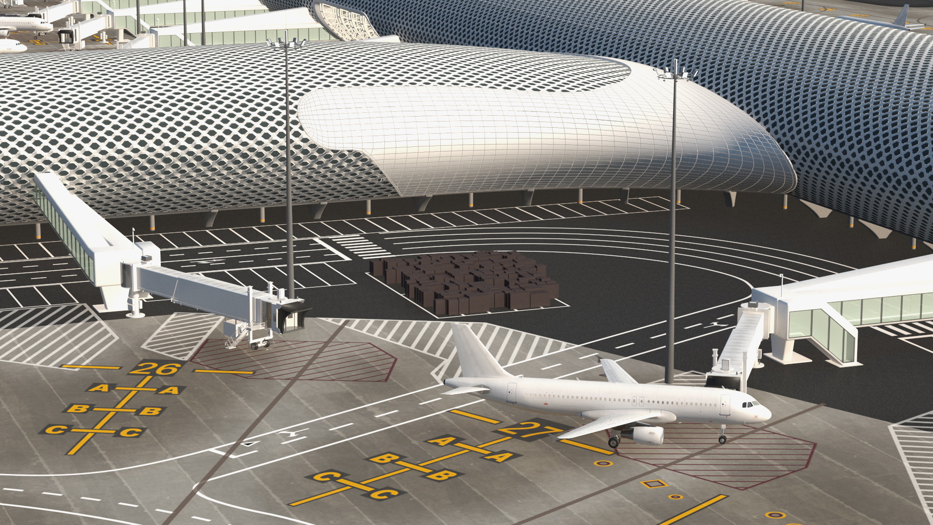 Airport Infrastructure with Aircrafts 3D