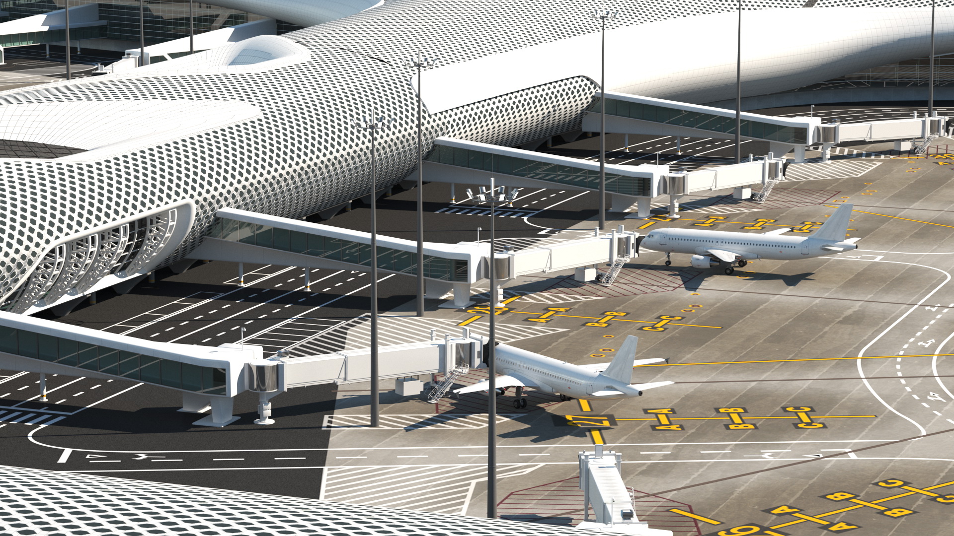 Airport Infrastructure with Aircrafts 3D