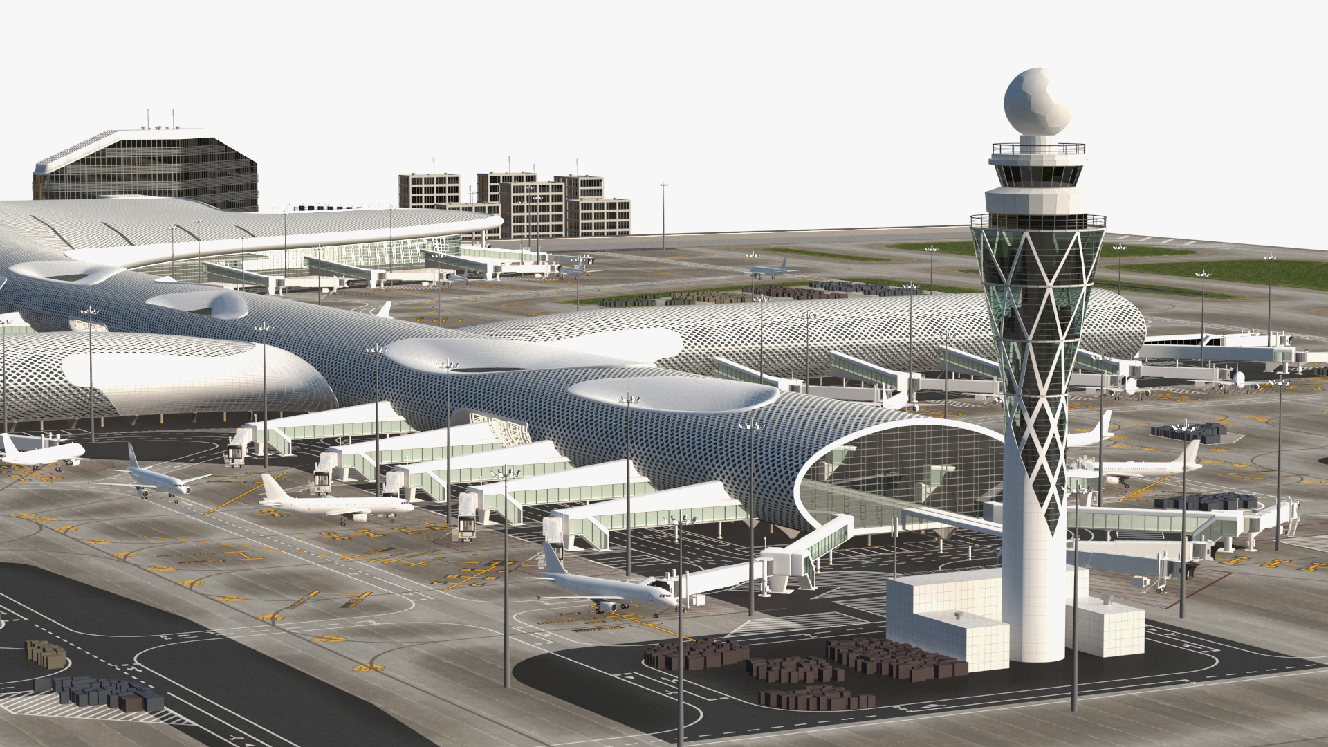 Airport Infrastructure with Aircrafts 3D