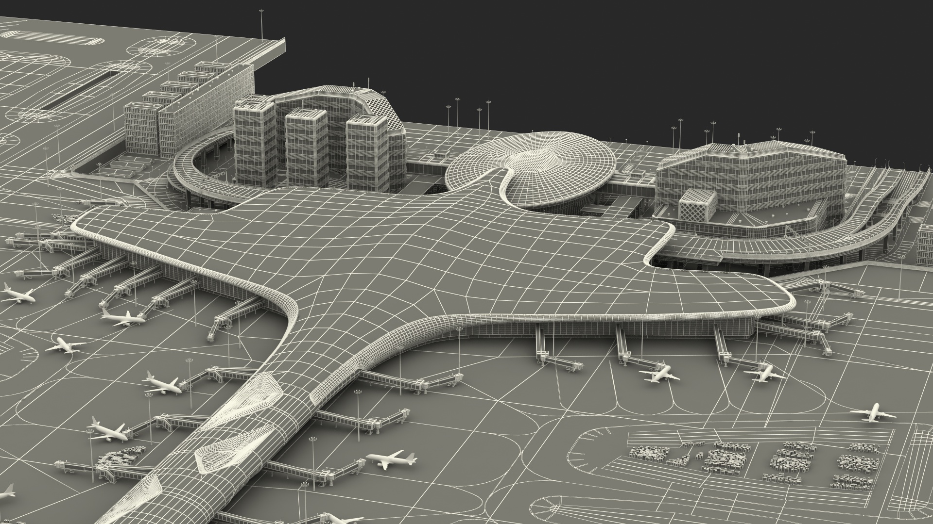 Airport Infrastructure with Aircrafts 3D
