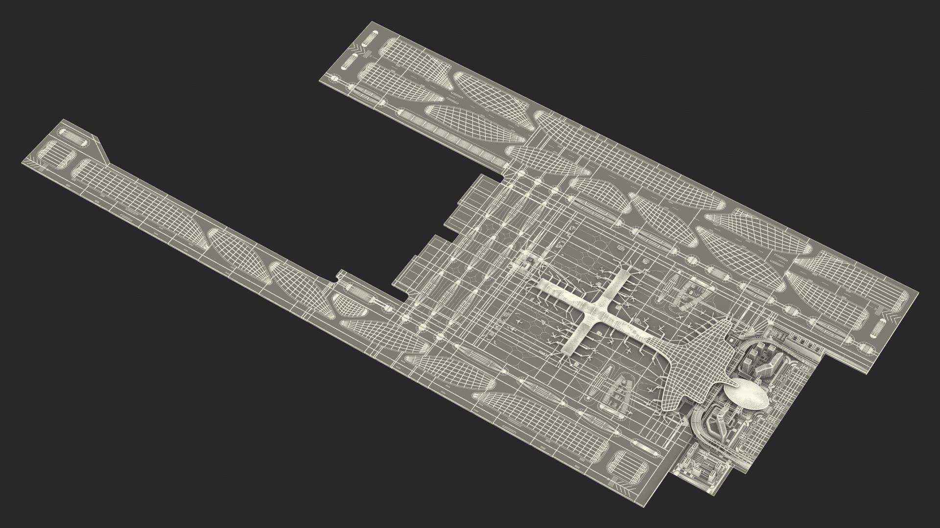 Airport Infrastructure with Aircrafts 3D