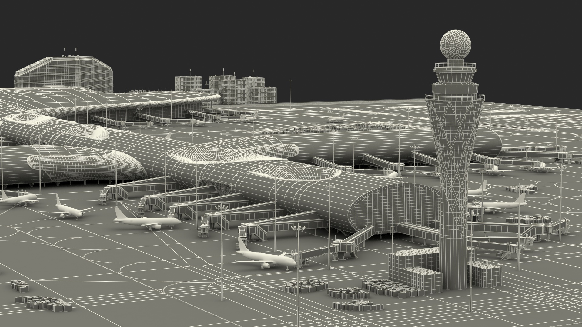 Airport Infrastructure with Aircrafts 3D