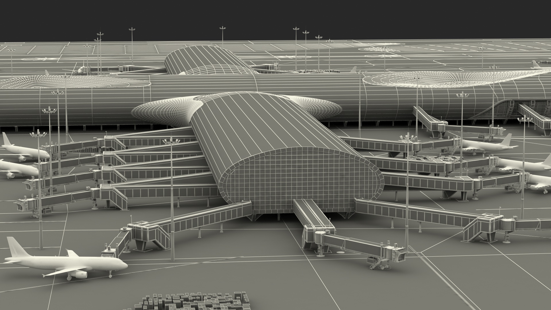 Airport Infrastructure with Aircrafts 3D