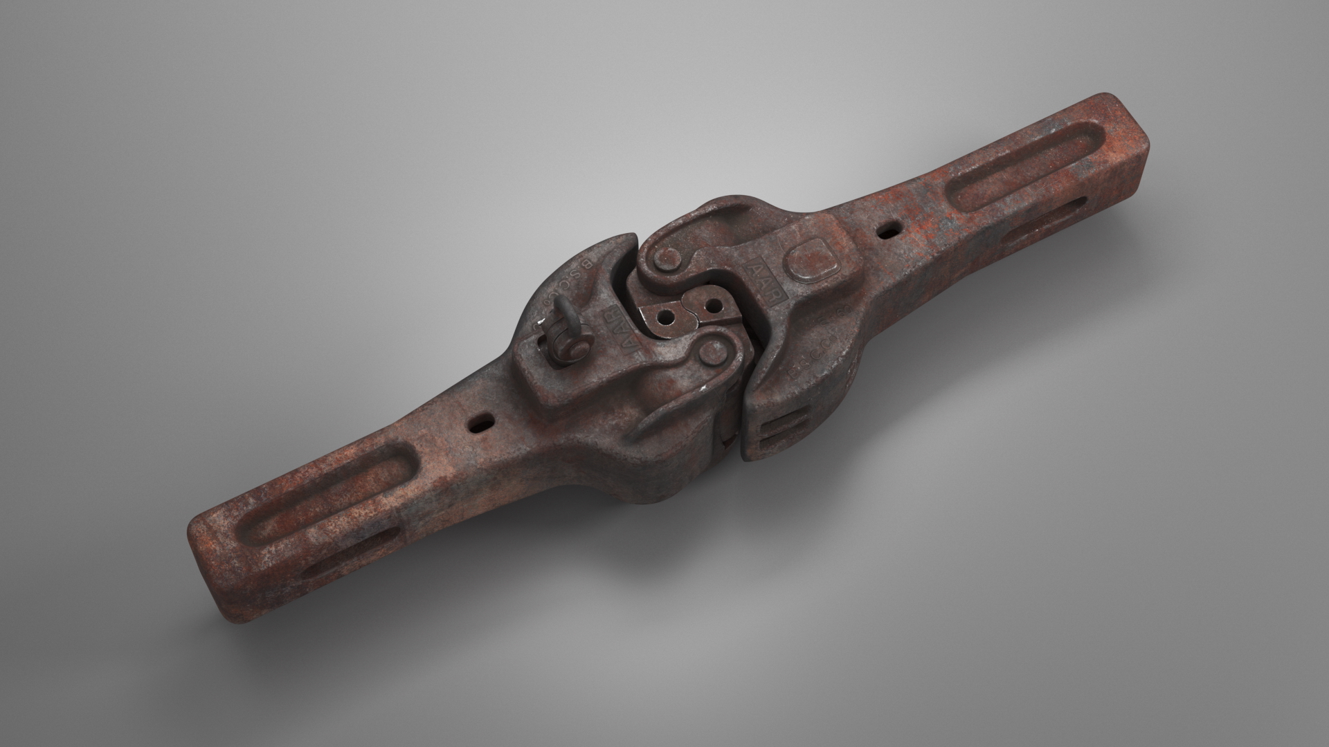 Janney Coupler Old Rusty 3D model