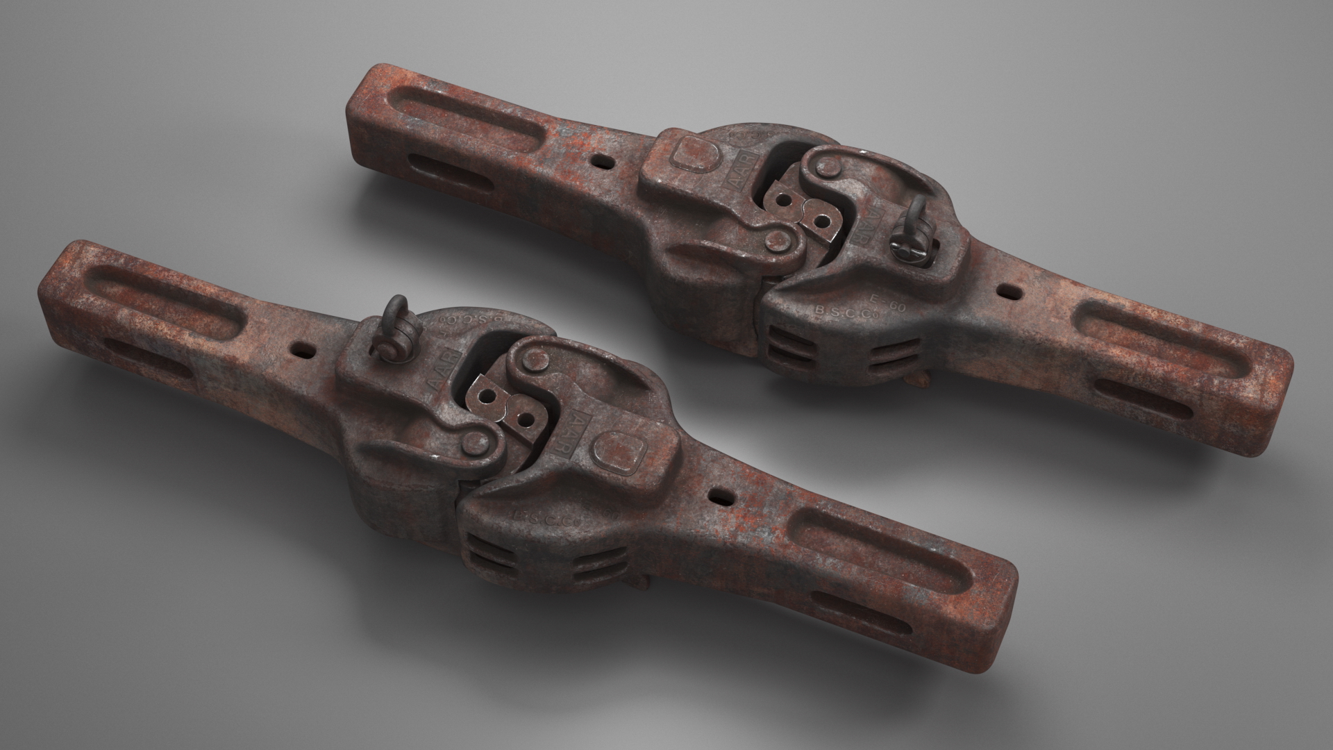 Janney Coupler Old Rusty 3D model