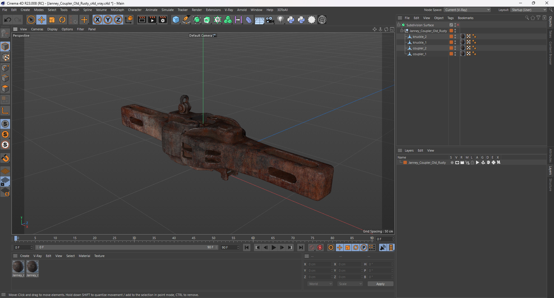 Janney Coupler Old Rusty 3D model