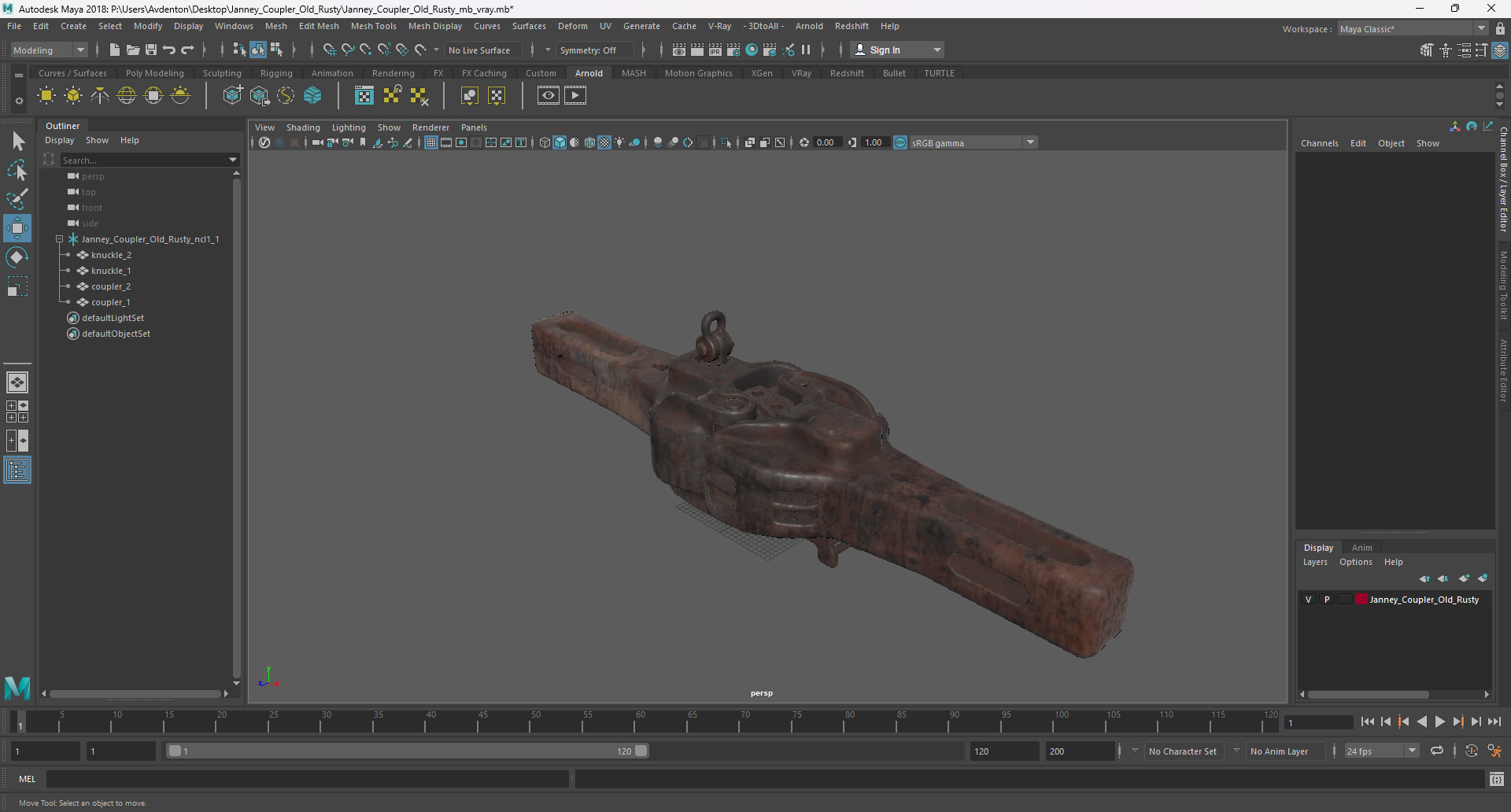 Janney Coupler Old Rusty 3D model