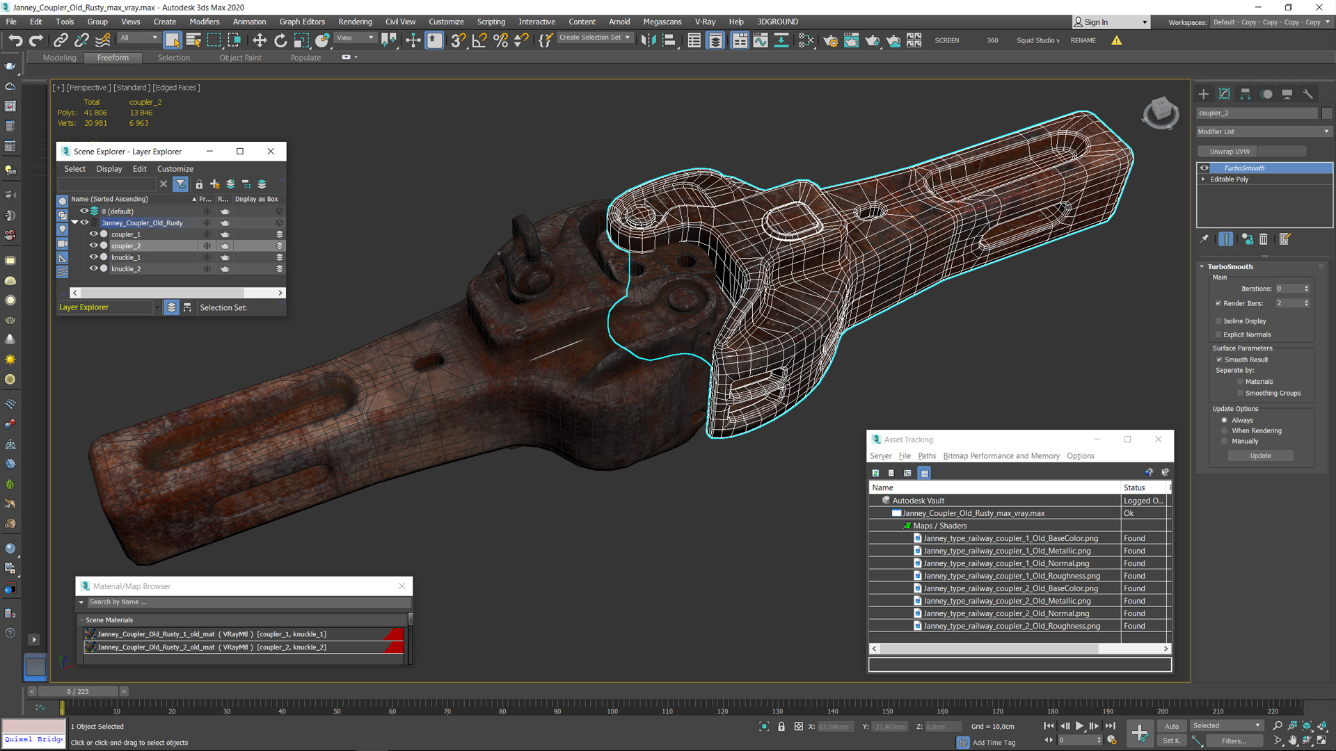 Janney Coupler Old Rusty 3D model